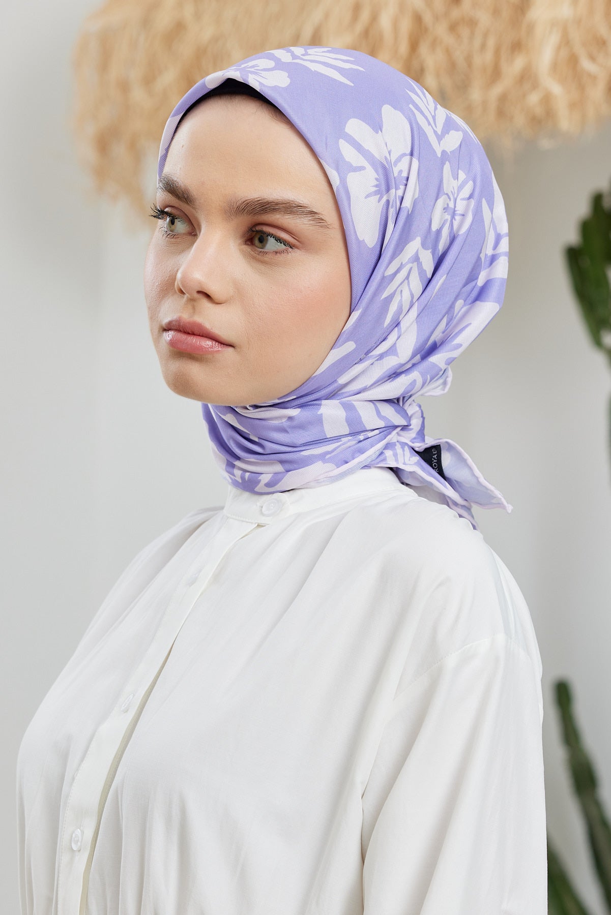 Tesettür Giyim - Pro Line Lavinia Desen Eşarp - Lila - Emproyal