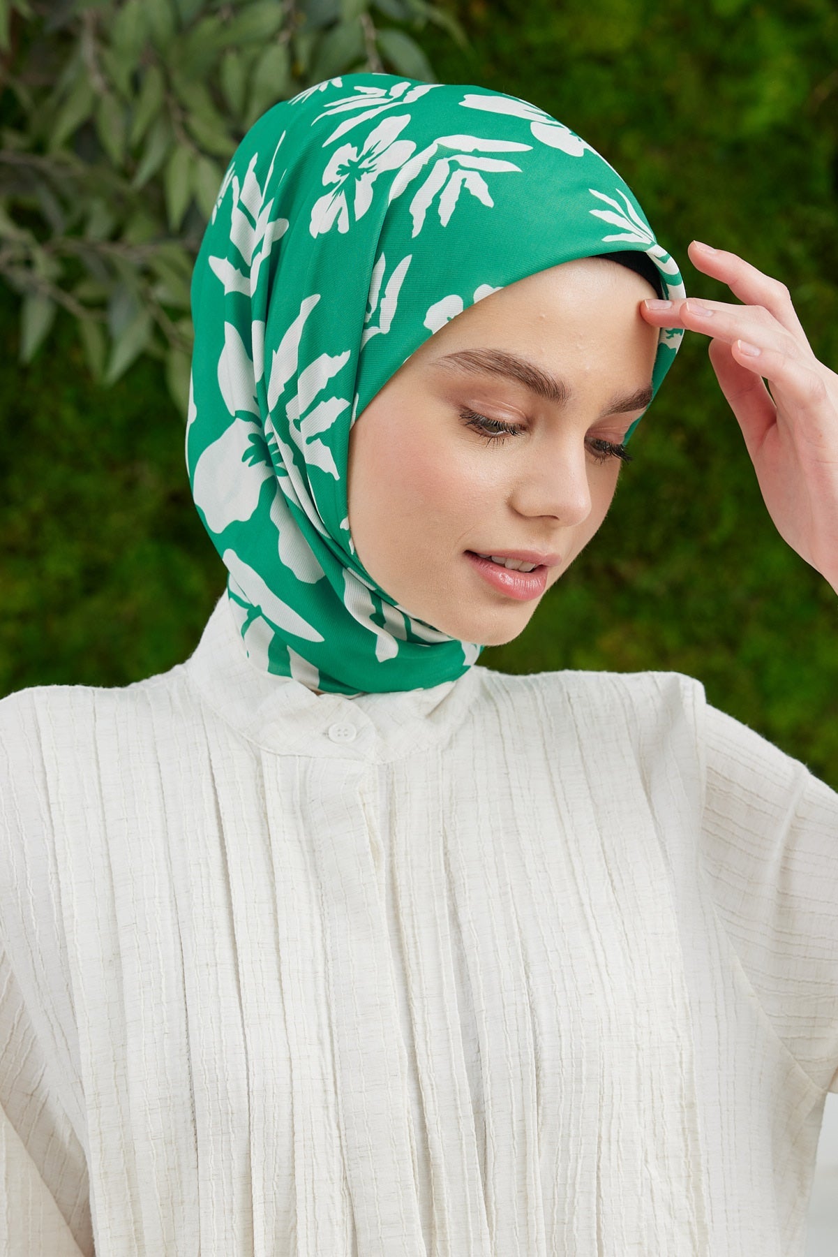 Tesettür Giyim - Pro Line Lavinia Desen Eşarp - Yeşil - Emproyal