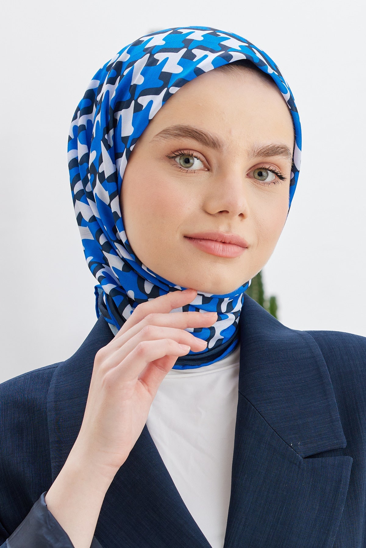 Tesettür Giyim - Pro Line Star Desen Eşarp - Saks - Mavi - Emproyal