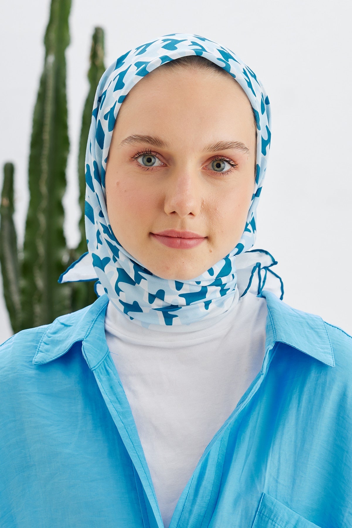 Tesettür Giyim - Pro Line Star Desen Eşarp - Okyanus - Emproyal