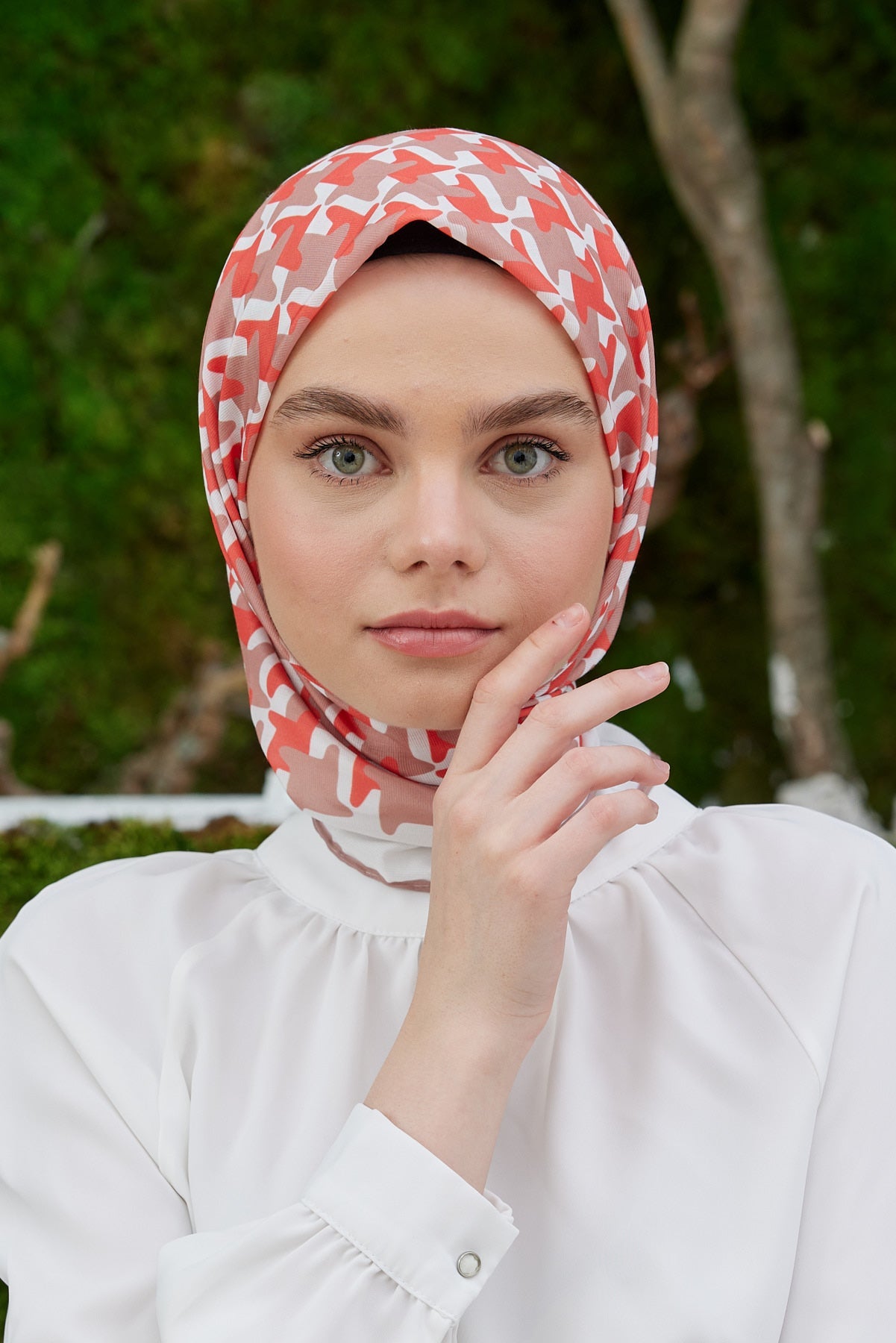 Tesettür Giyim - Pro Line Star Desen Eşarp - Somon - Emproyal