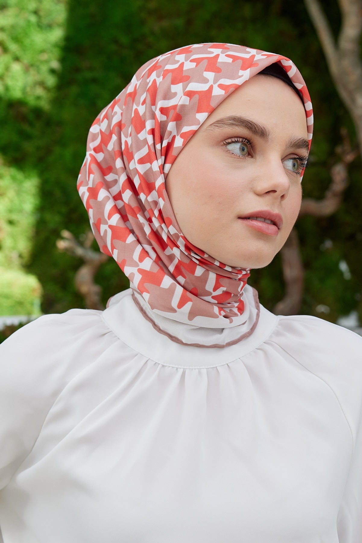 Tesettür Giyim - Pro Line Star Desen Eşarp - Somon - Emproyal