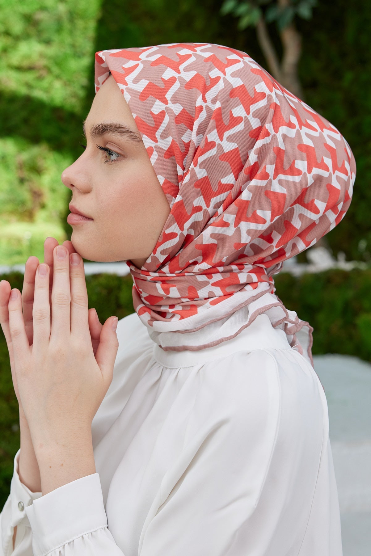 Tesettür Giyim - Pro Line Star Desen Eşarp - Somon - Emproyal