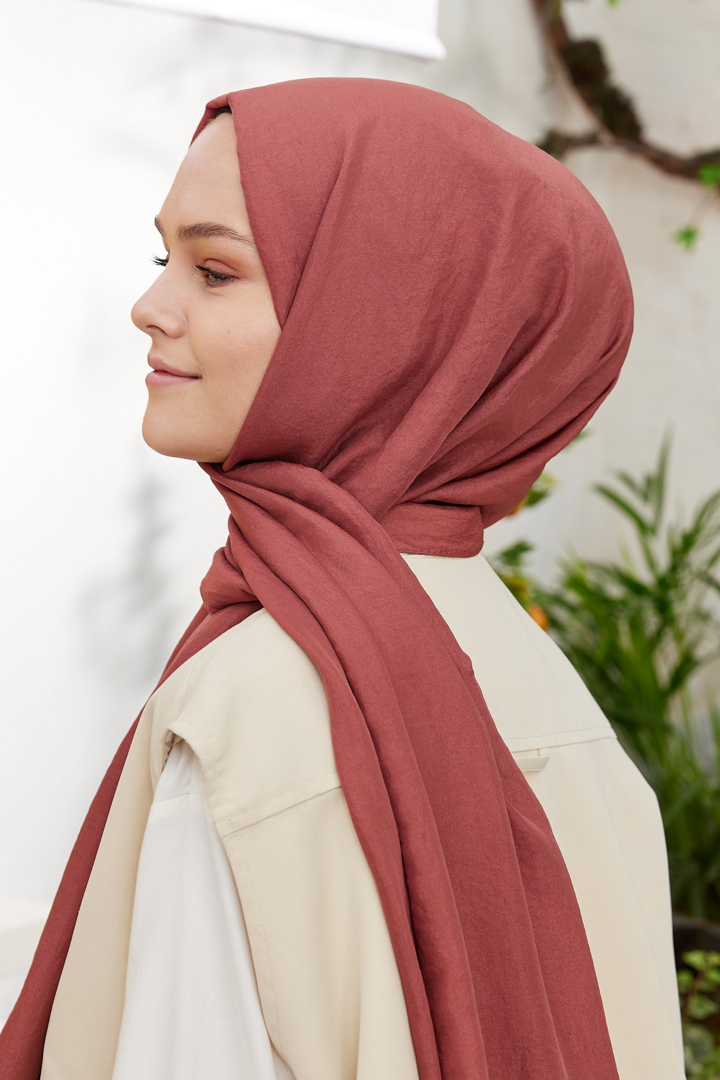 Tesettür Giyim - Elisa Vual Şal - Kiremit - Emproyal