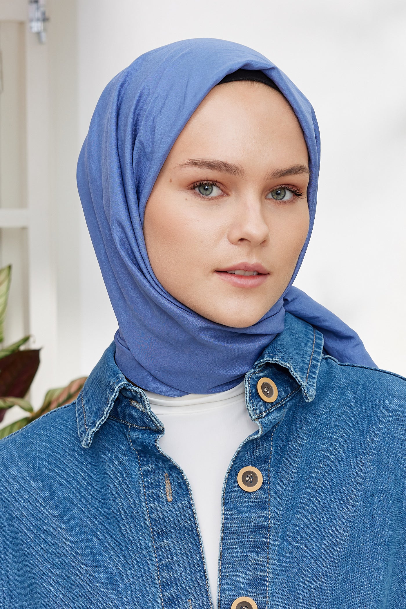 Tesettür Giyim - Elisa Vual Şal - İndigo - Emproyal