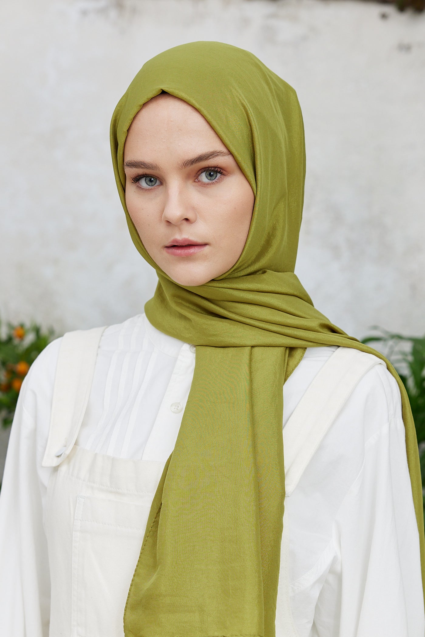 Tesettür Giyim - Elisa Vual Şal - Yağ Yeşili - Emproyal