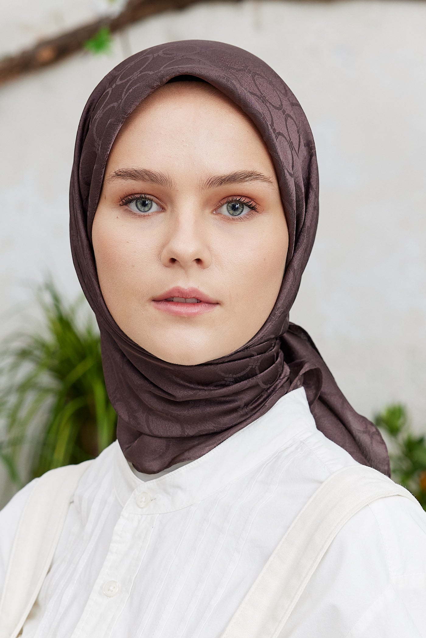 Tesettür Giyim - Jakar Janjan Halka Desen Eşarp - Acı Kahve - Emproyal