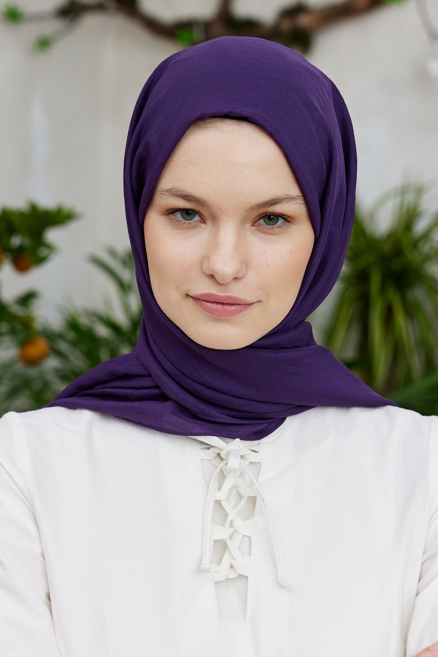 Tesettür Giyim - Elisa Vual Şal - Mor - Emproyal