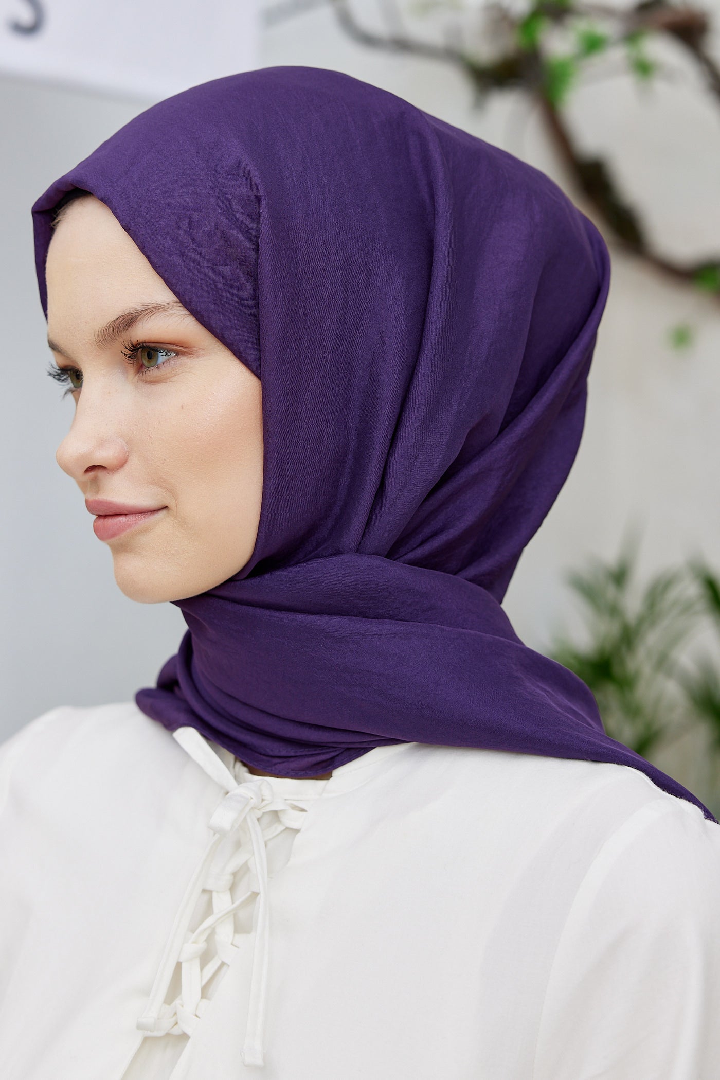 Tesettür Giyim - Elisa Vual Şal - Mor - Emproyal