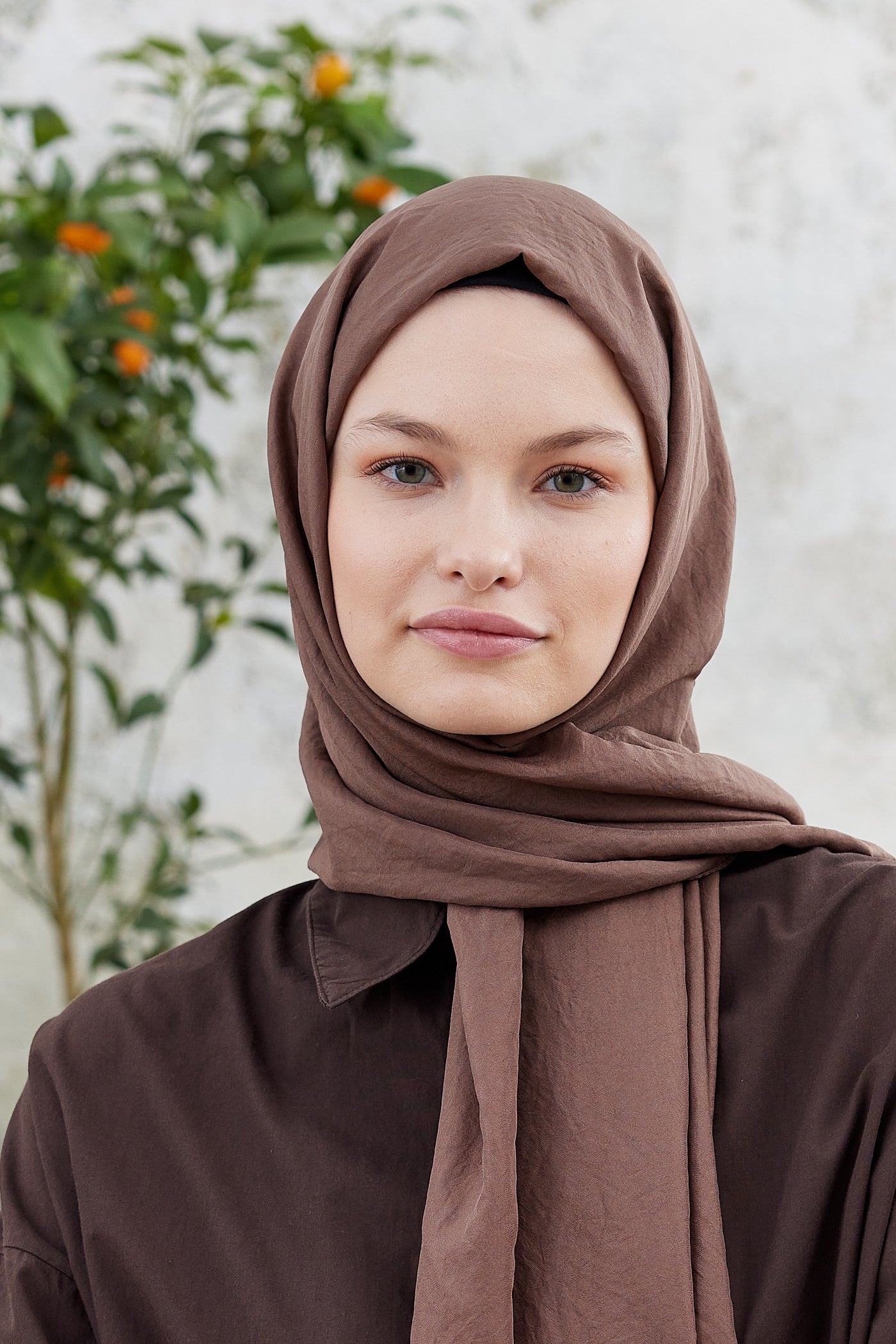 Tesettür Giyim - Elisa Vual Şal - Kahverengi - Emproyal