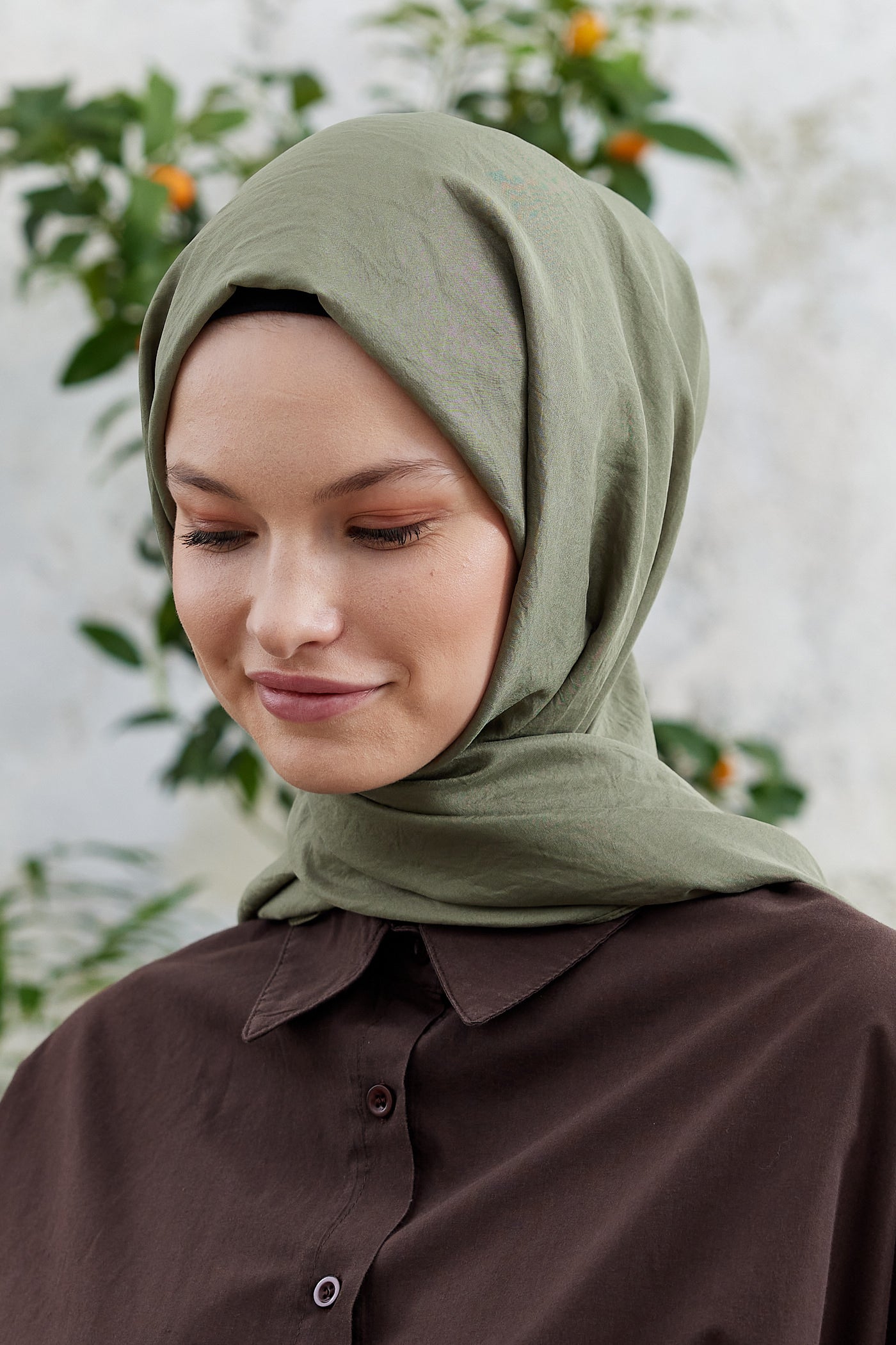 Tesettür Giyim - Elisa Vual Şal - Haki - Emproyal