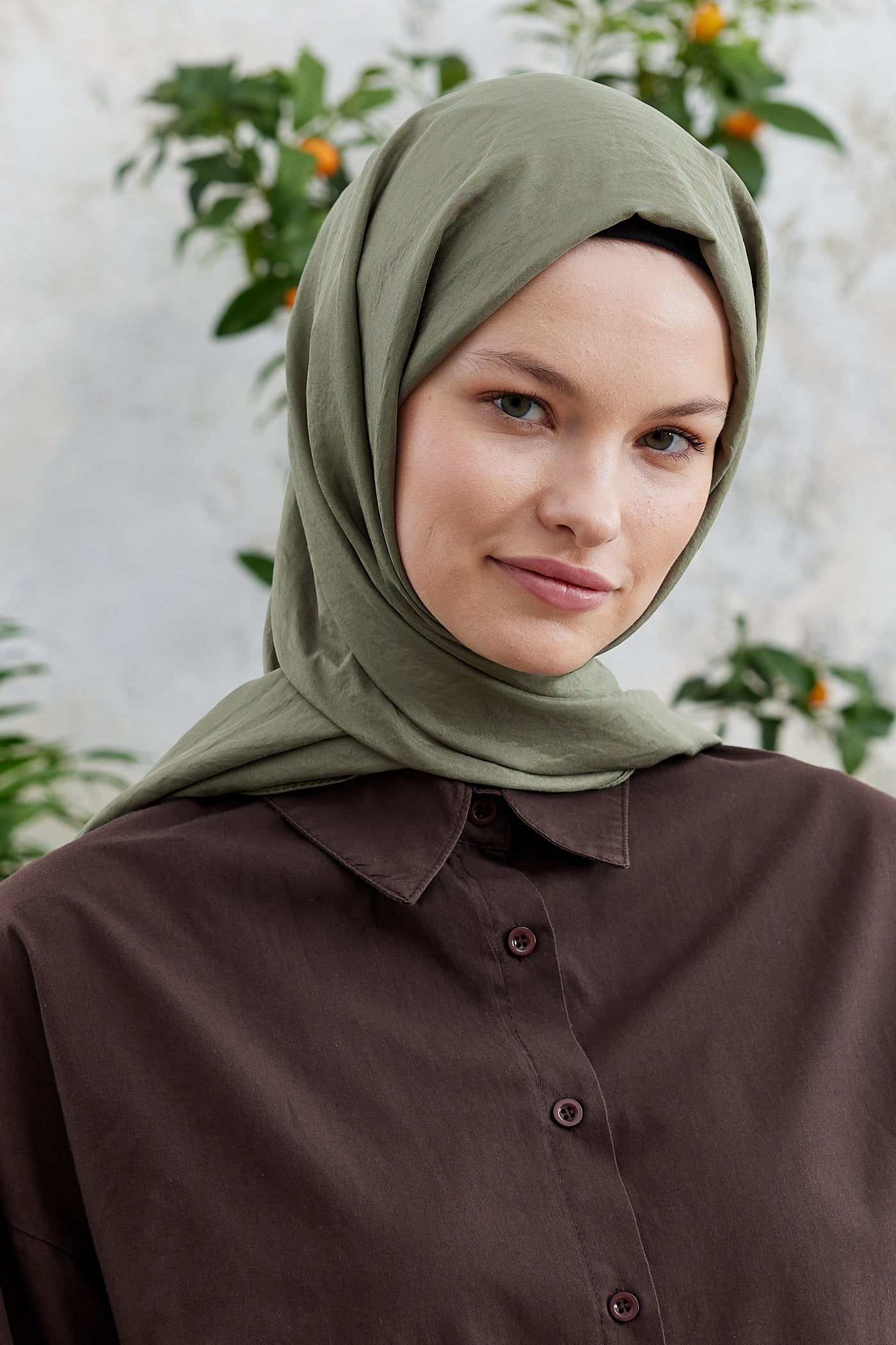 Tesettür Giyim - Elisa Vual Şal - Haki - Emproyal