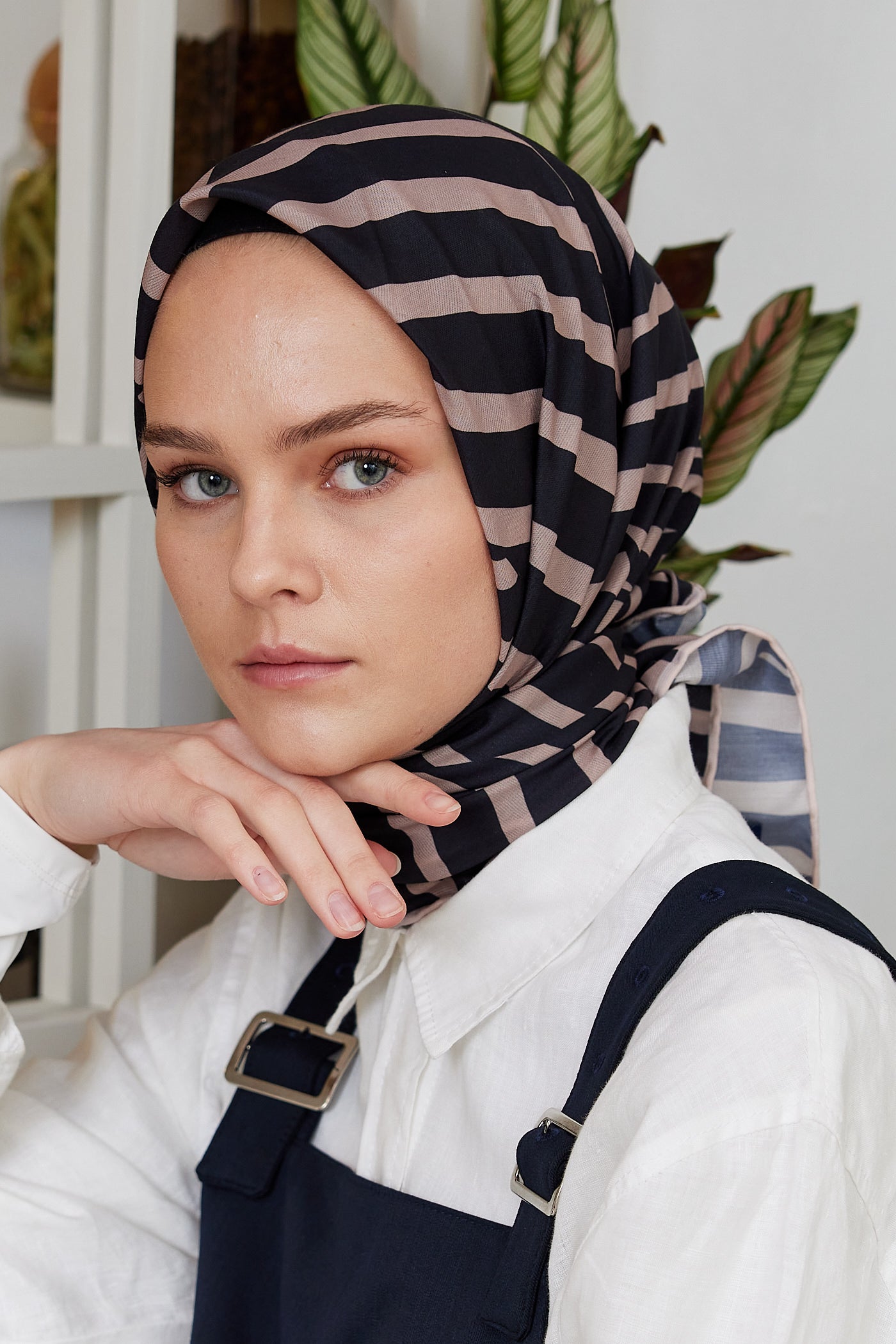 Tesettür Giyim - Pro Line Zebra Desen Eşarp - Siyah - Kahve - Emproyal