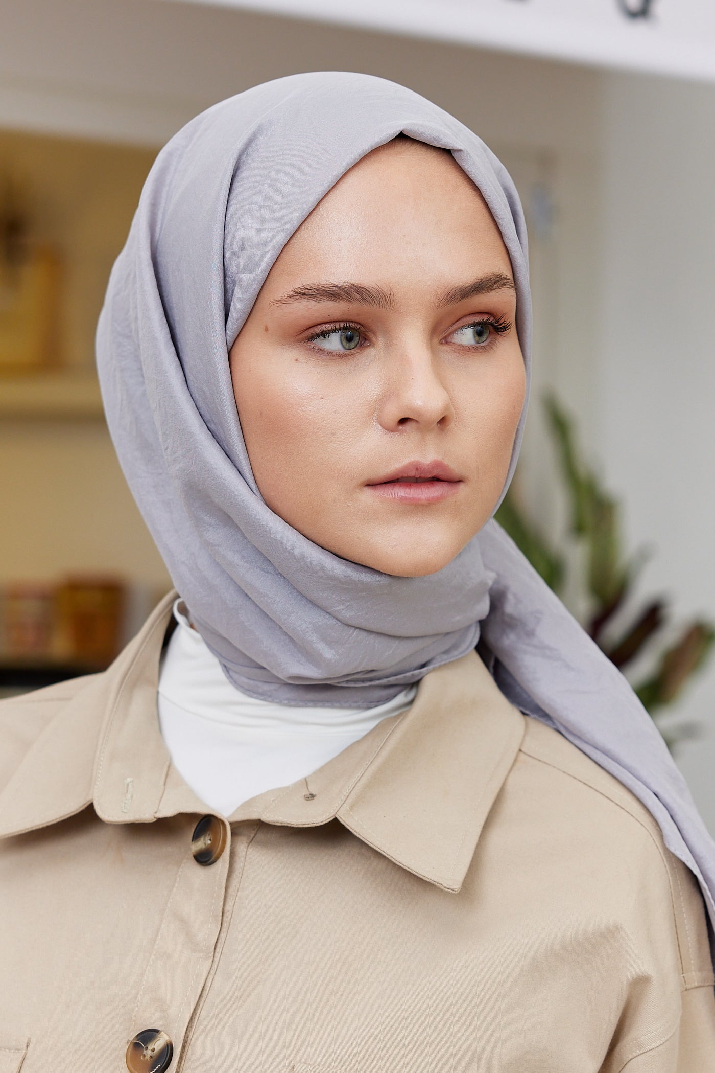 Tesettür Giyim - Elisa Vual Şal - Koyu Gri - Emproyal