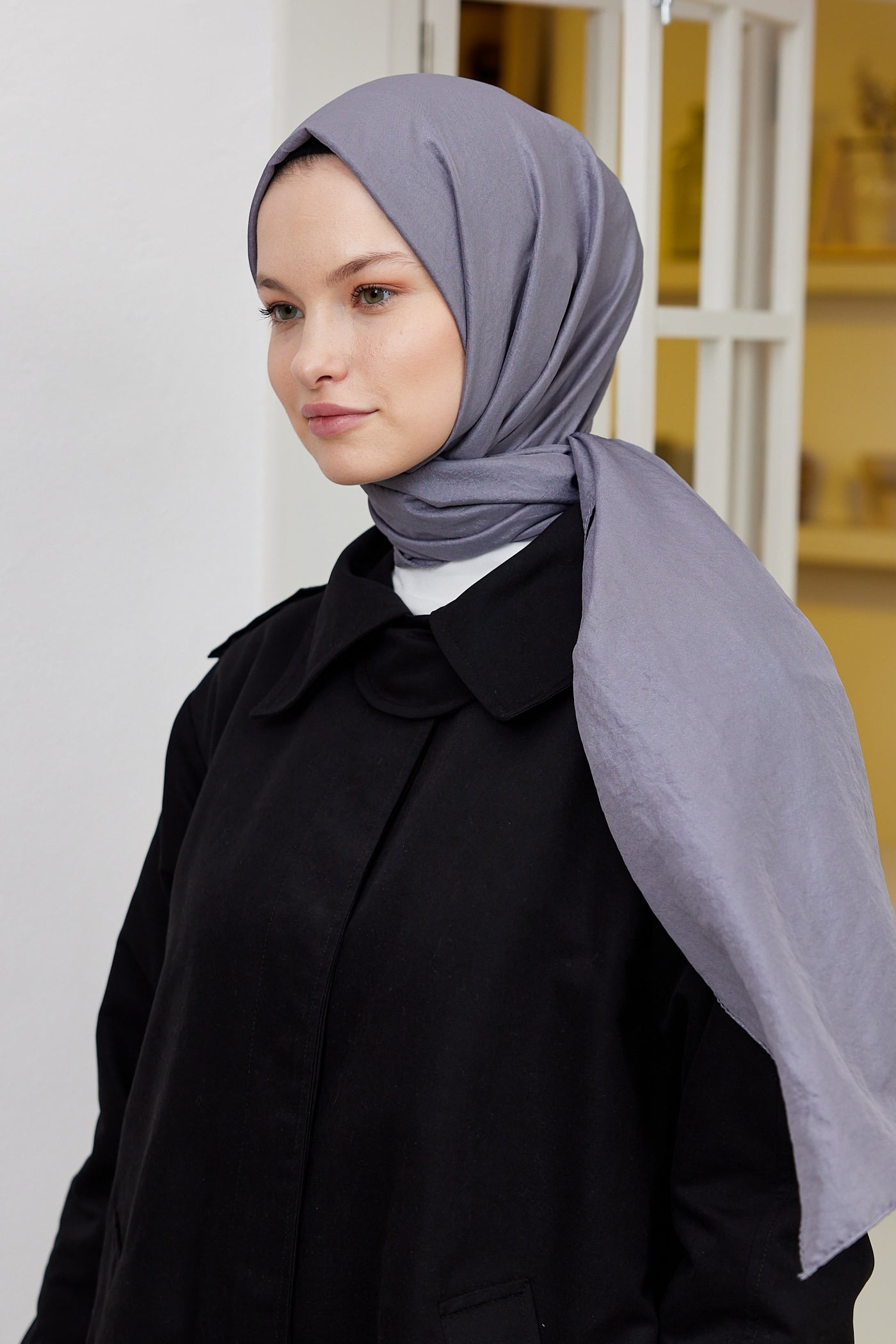 Tesettür Giyim - Elisa Vual Şal - Antrasit - Emproyal