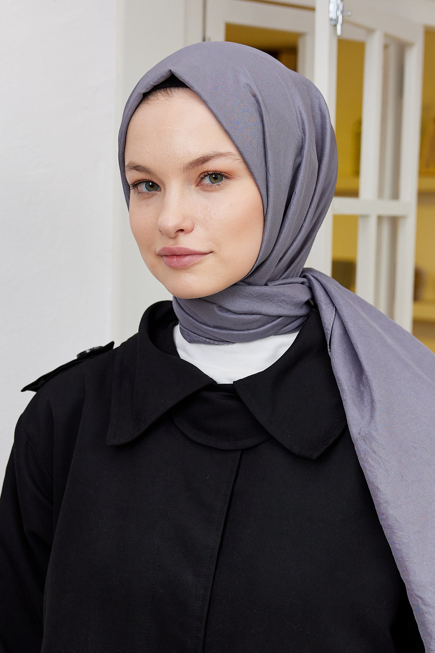 Tesettür Giyim - Elisa Vual Şal - Antrasit - Emproyal