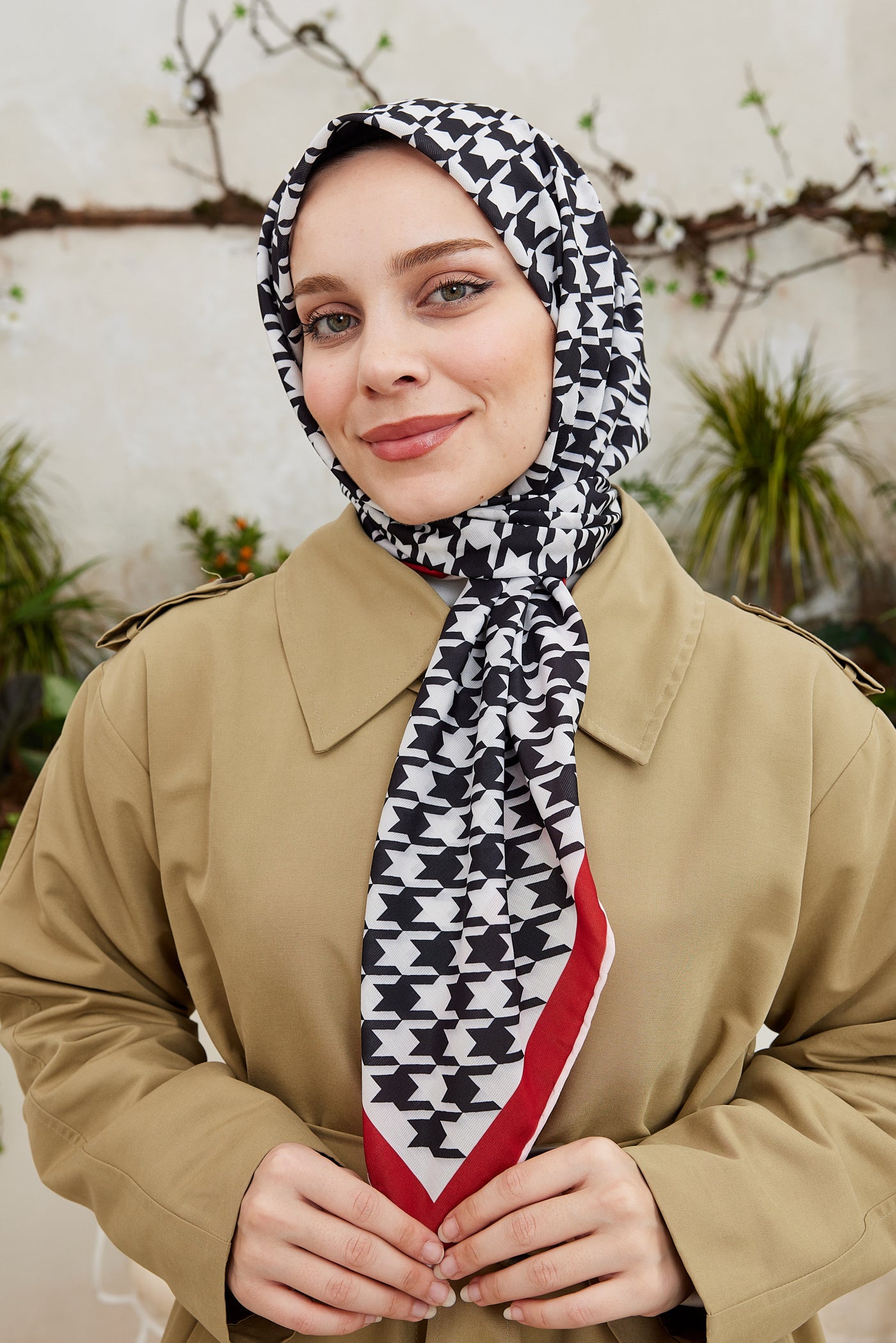 Tesettür Giyim - Pro Line Kazayağı Desen Eşarp - Bordo - Siyah - Emproyal