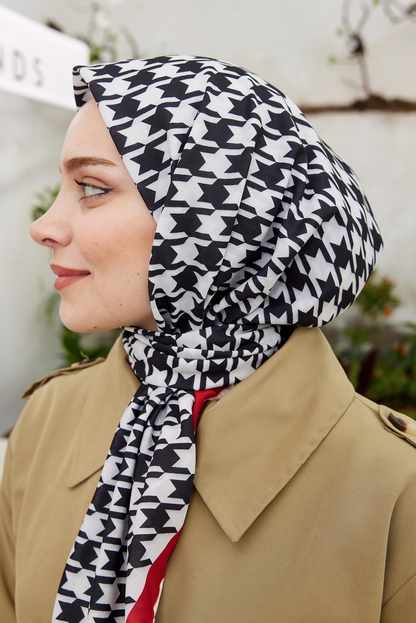 Tesettür Giyim - Pro Line Kazayağı Desen Eşarp - Bordo - Siyah - Emproyal