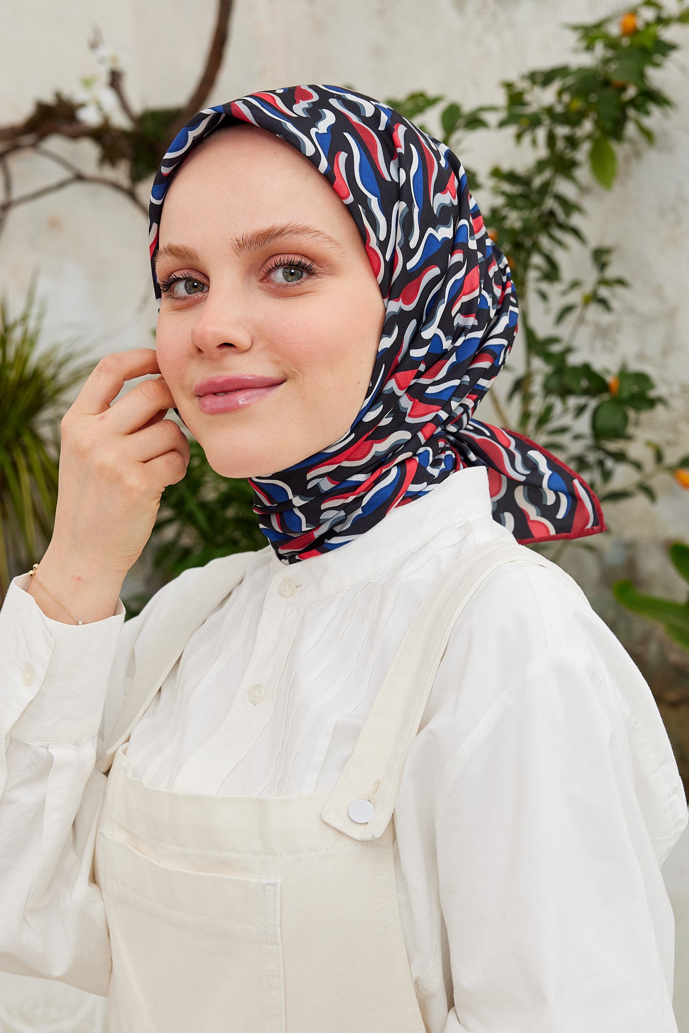 Tesettür Giyim - Pro Line Nancy Desen Eşarp - Bordo - Saks - Emproyal