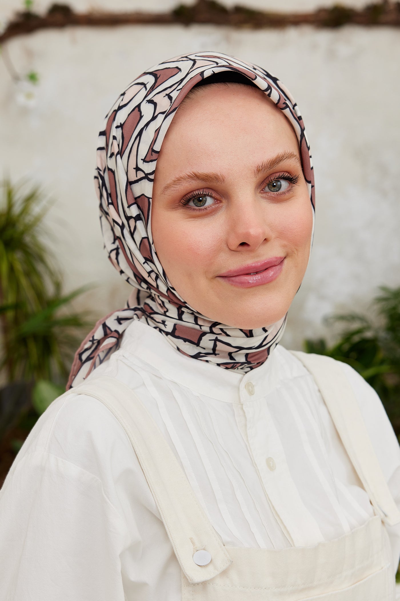 Tesettür Giyim - Pro Line Vera Desen Eşarp - Somon - Siyah - Emproyal