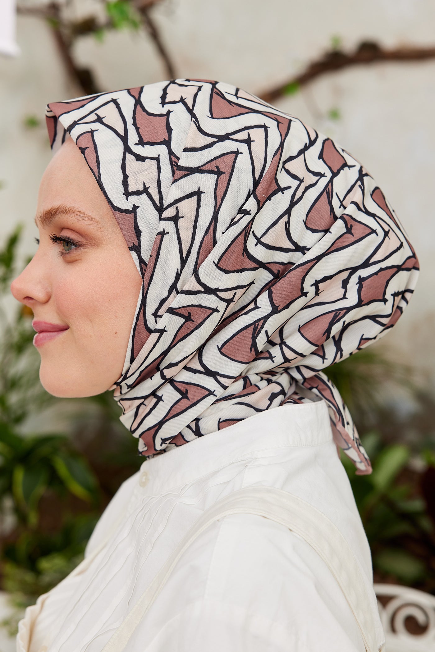 Tesettür Giyim - Pro Line Vera Desen Eşarp - Somon - Siyah - Emproyal