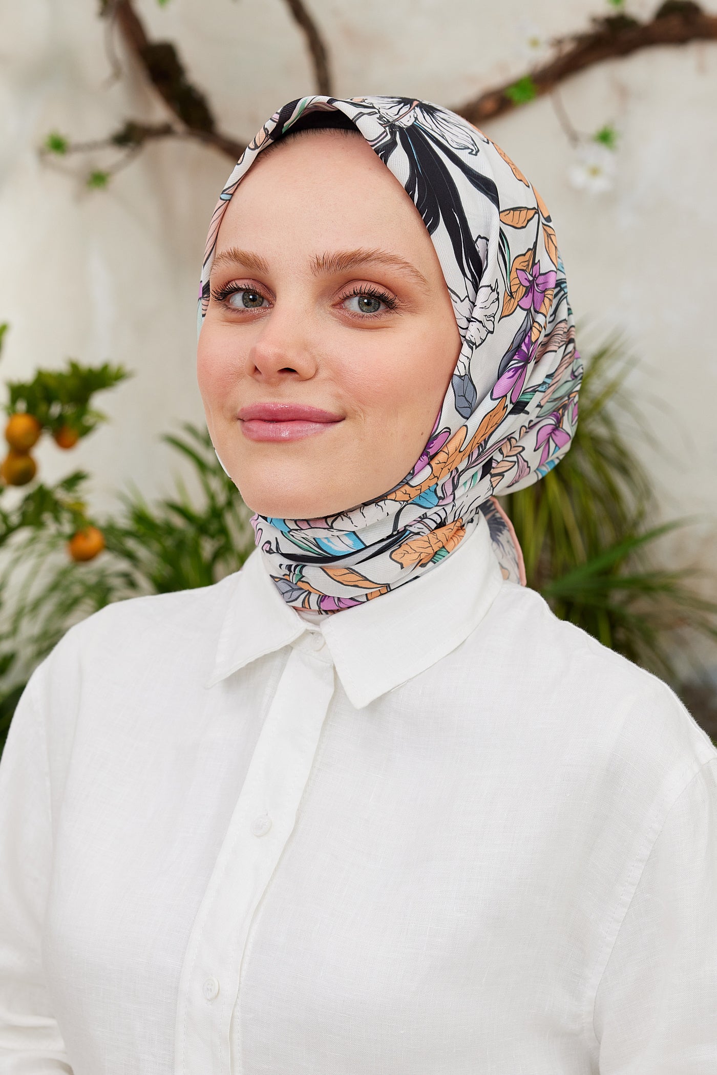 Tesettür Giyim - Pro Line Viola Desen Eşarp - Şeker Pembe - Emproyal