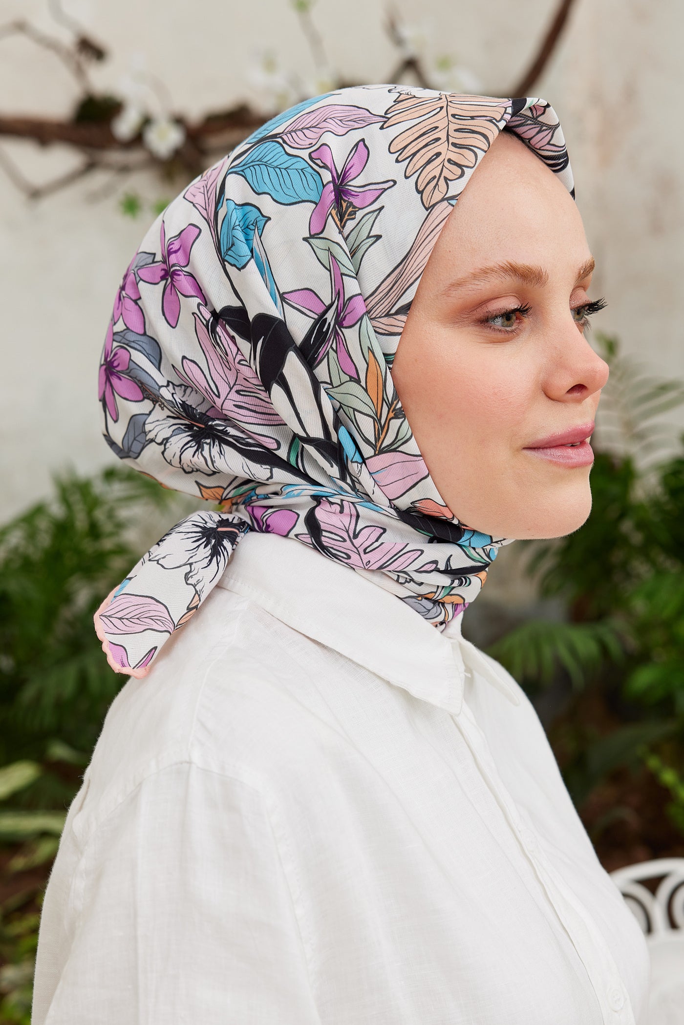 Tesettür Giyim - Pro Line Viola Desen Eşarp - Şeker Pembe - Emproyal