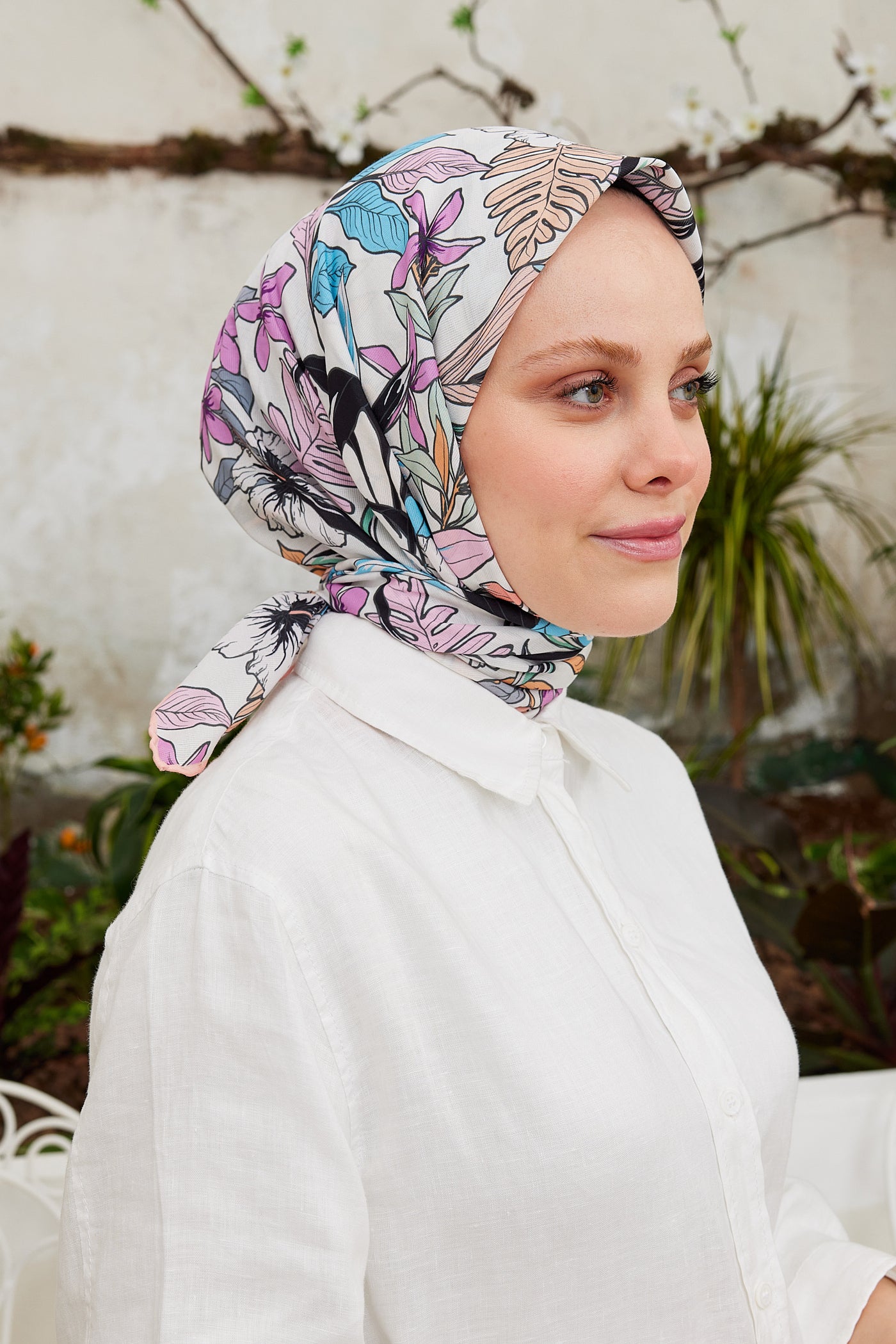 Tesettür Giyim - Pro Line Viola Desen Eşarp - Şeker Pembe - Emproyal