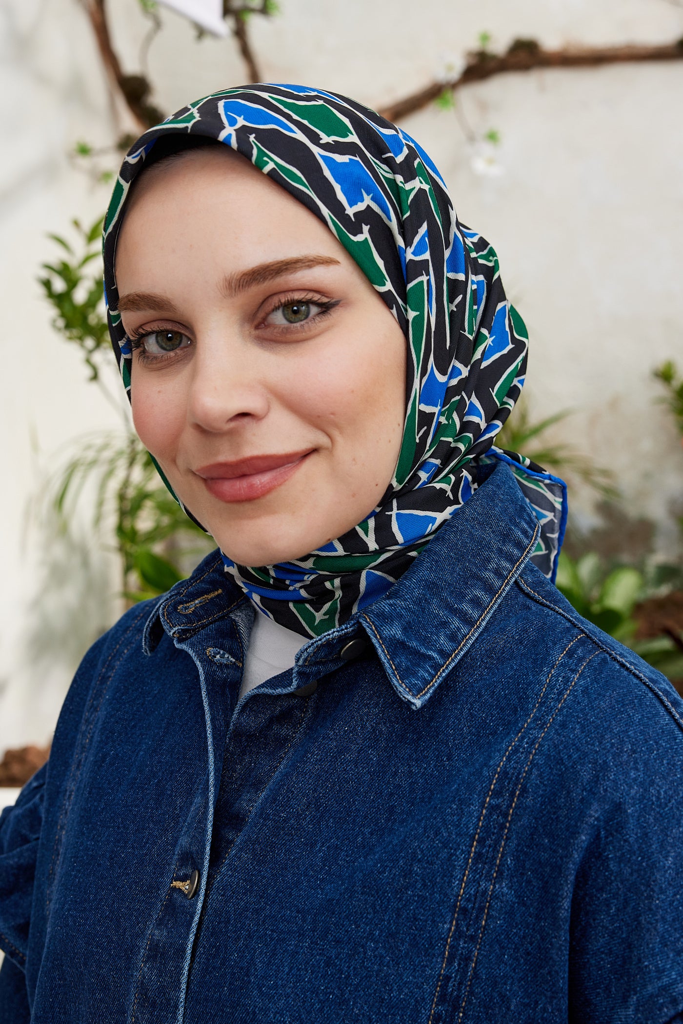 Tesettür Giyim - Pro Line Vera Desen Eşarp - Yeşil - Saks - Emproyal