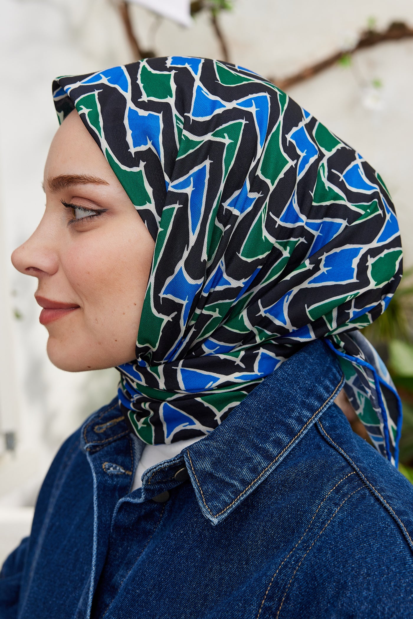 Tesettür Giyim - Pro Line Vera Desen Eşarp - Yeşil - Saks - Emproyal