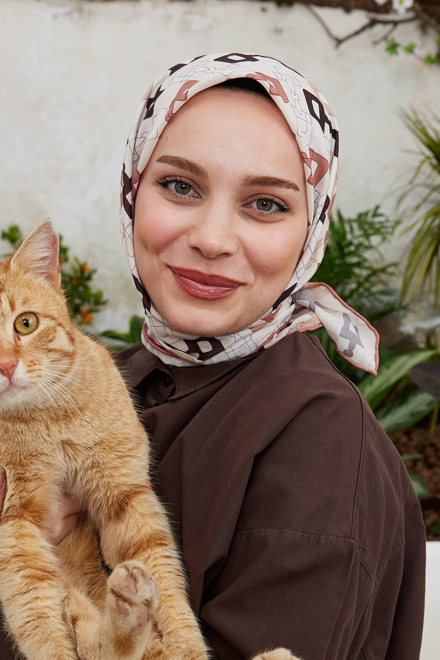 Tesettür Giyim - Pro Line Zincir Desen Eşarp - Vizon - Acı Kahve - Emproyal