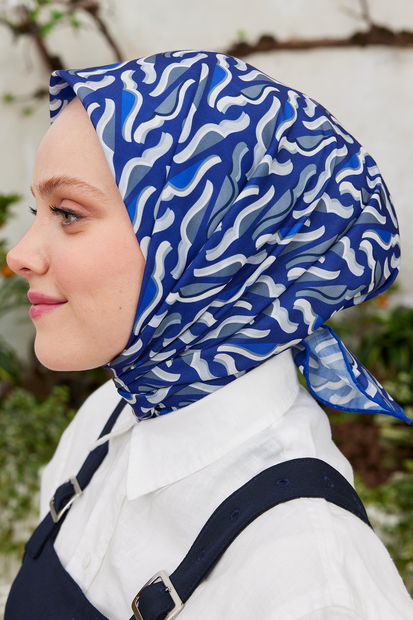 Tesettür Giyim - Pro Line Nancy Desen Eşarp - Saks - Füme - Emproyal