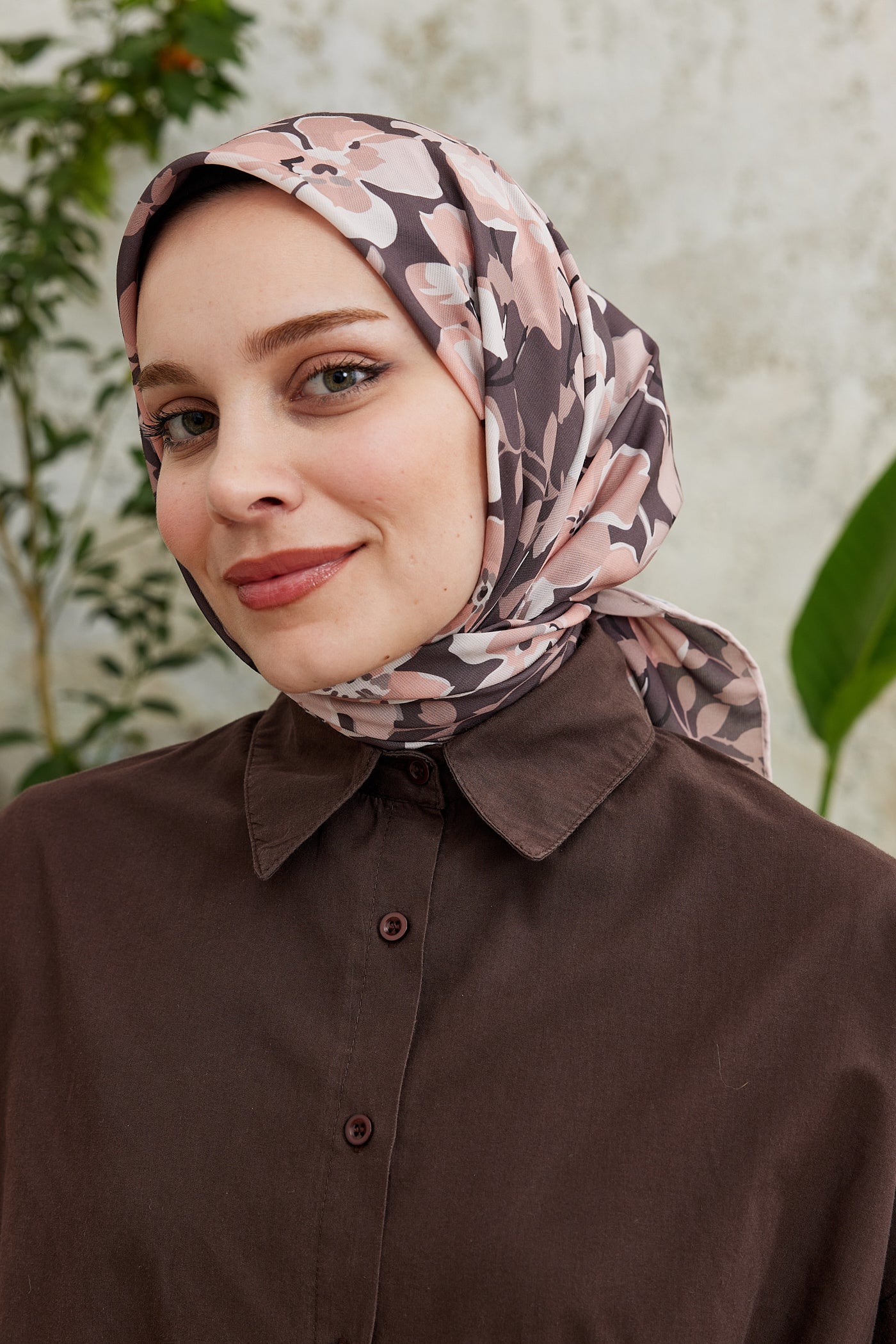 Tesettür Giyim - Pro Line Grace Desen Eşarp - Gül - Somon - Emproyal