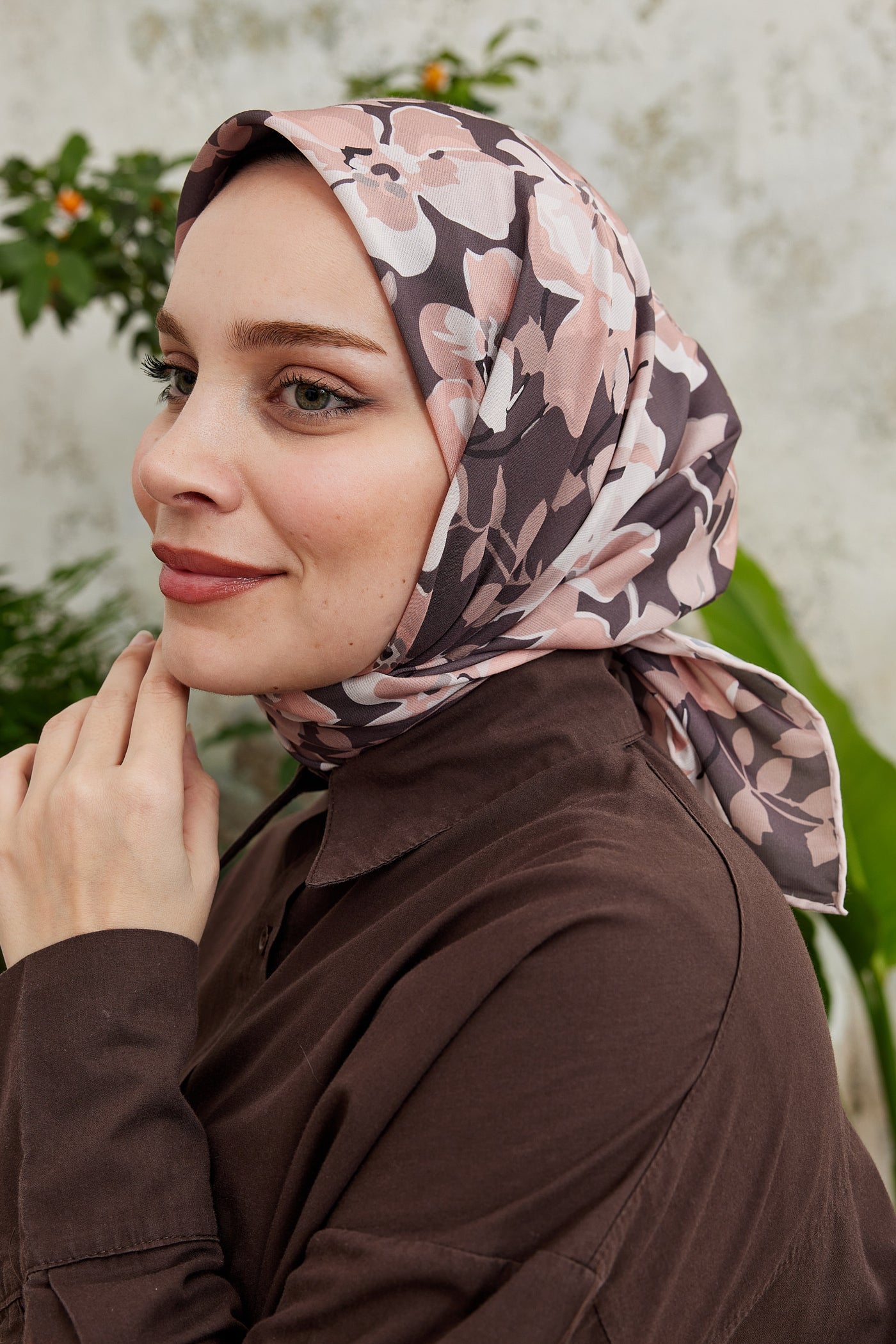 Tesettür Giyim - Pro Line Grace Desen Eşarp - Gül - Somon - Emproyal