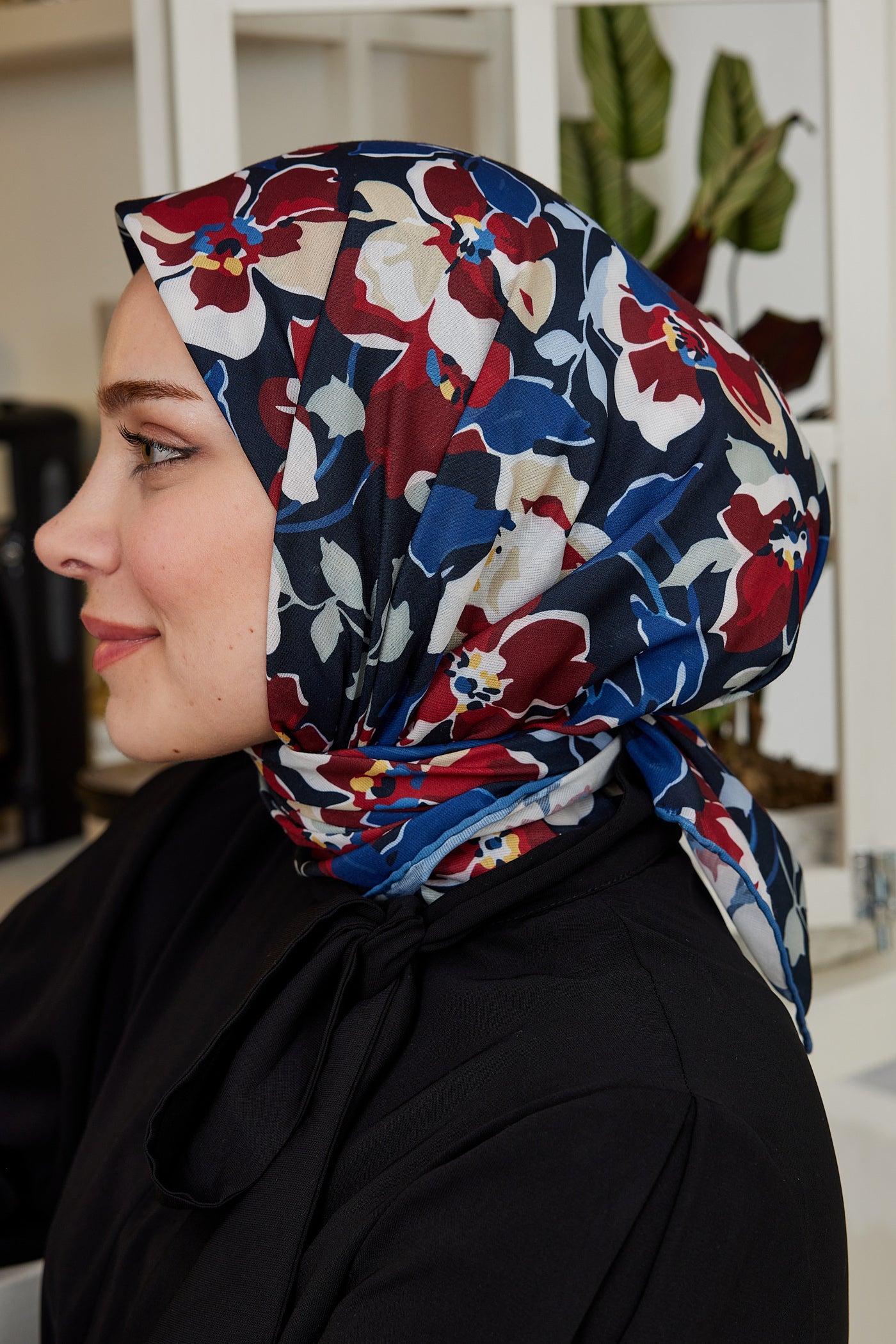 Tesettür Giyim - Pro Line Grace Desen Eşarp - Bordo - Lacivert - Emproyal