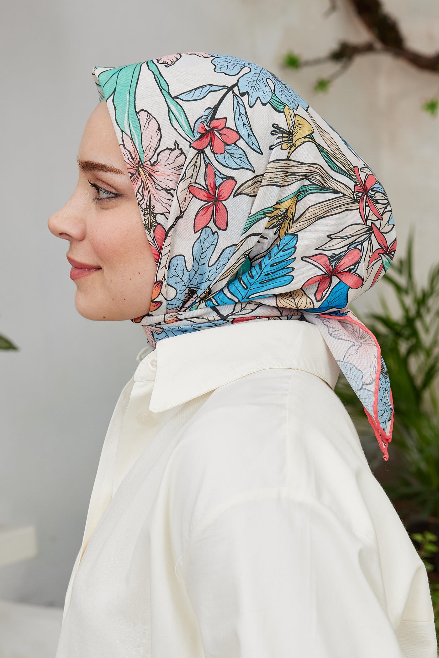 Tesettür Giyim - Pro Line Viola Desen Eşarp - Kırmızı - Emproyal