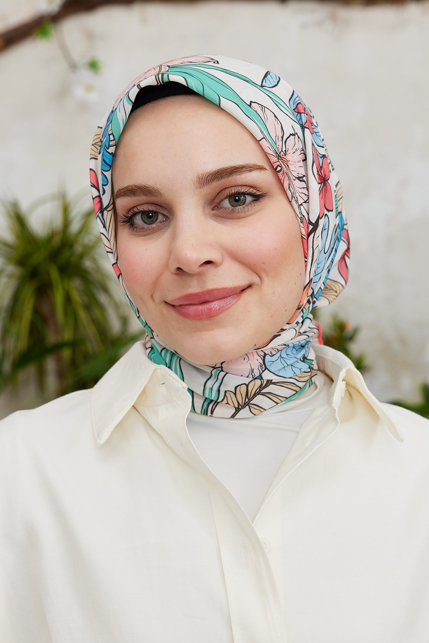 Tesettür Giyim - Pro Line Viola Desen Eşarp - Kırmızı - Emproyal