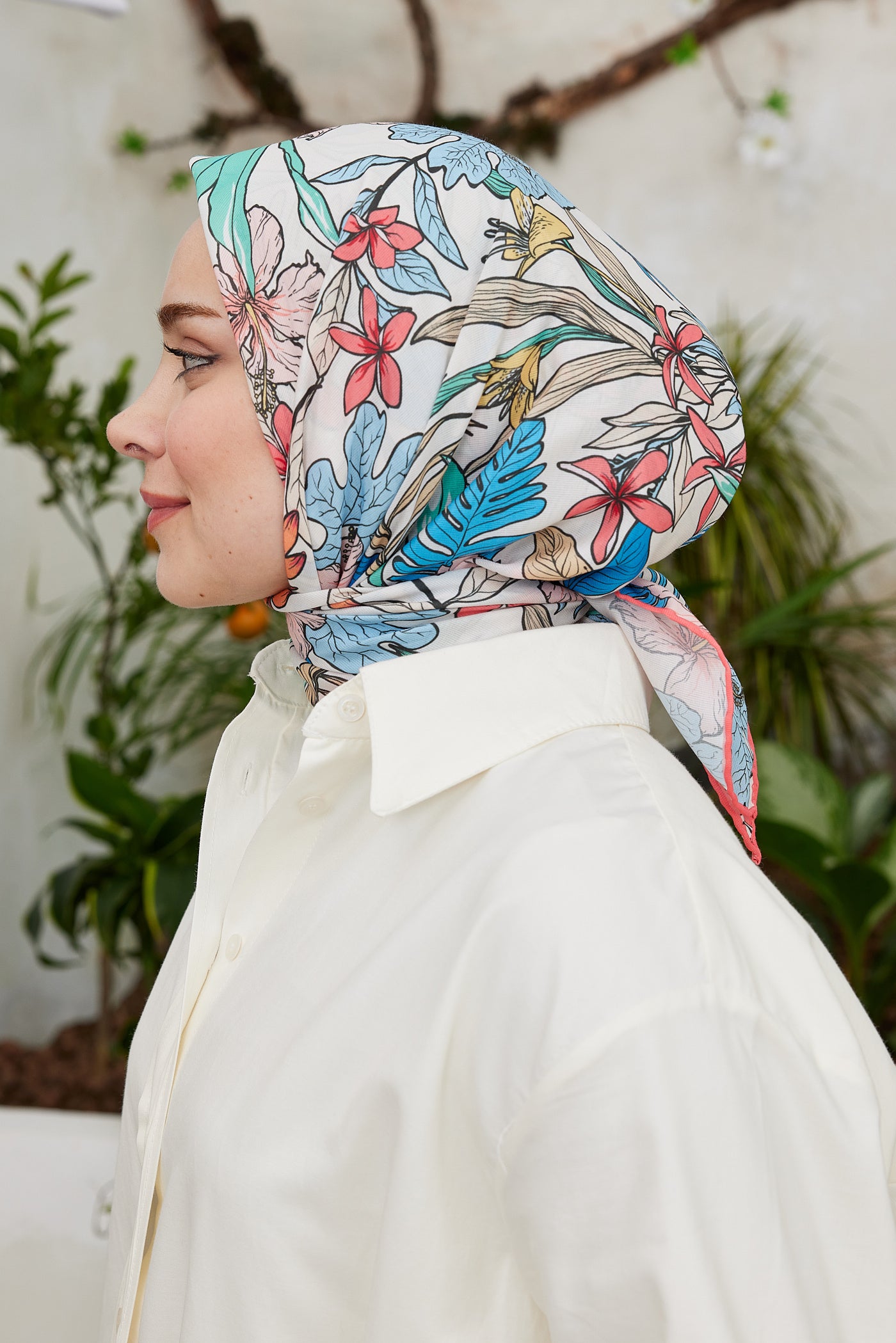 Tesettür Giyim - Pro Line Viola Desen Eşarp - Kırmızı - Emproyal