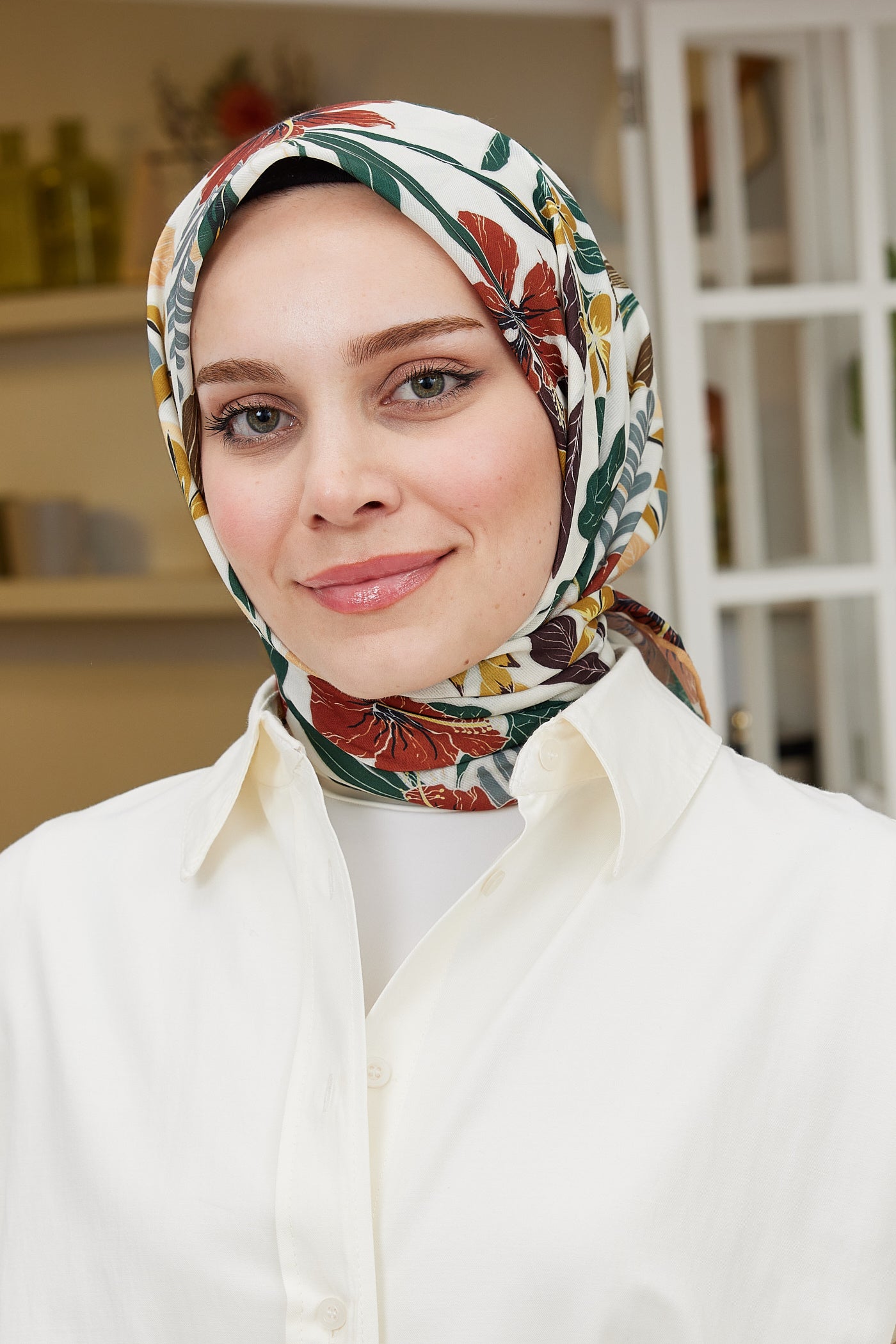 Tesettür Giyim - Pro Line Viola Desen Eşarp - Hardal - Emproyal