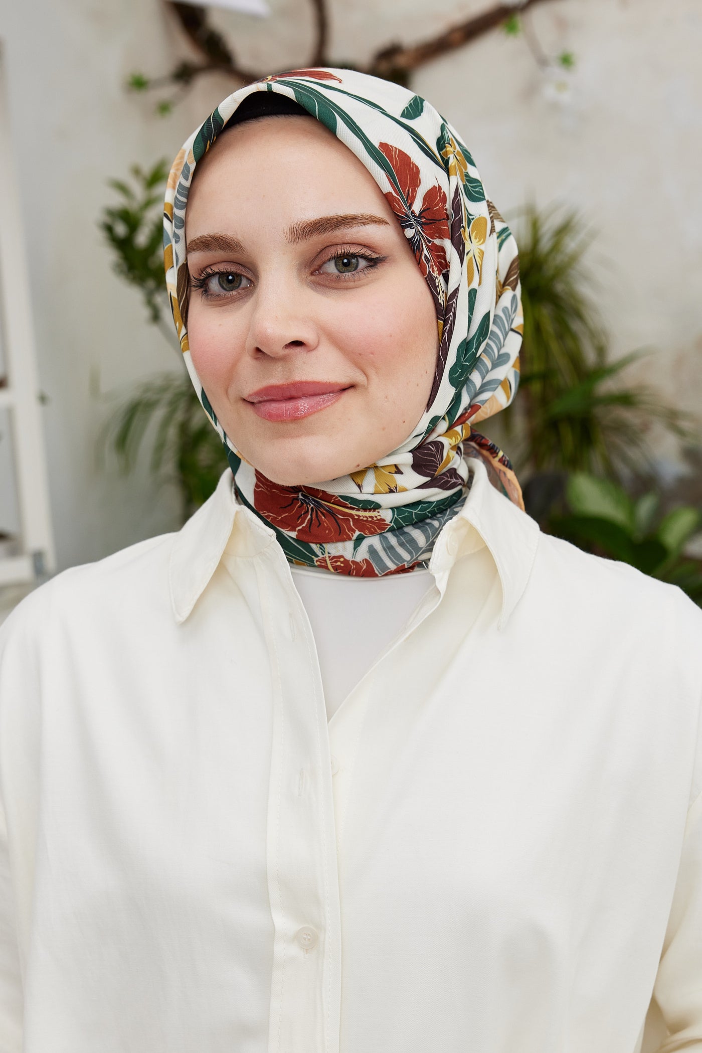 Tesettür Giyim - Pro Line Viola Desen Eşarp - Hardal - Emproyal