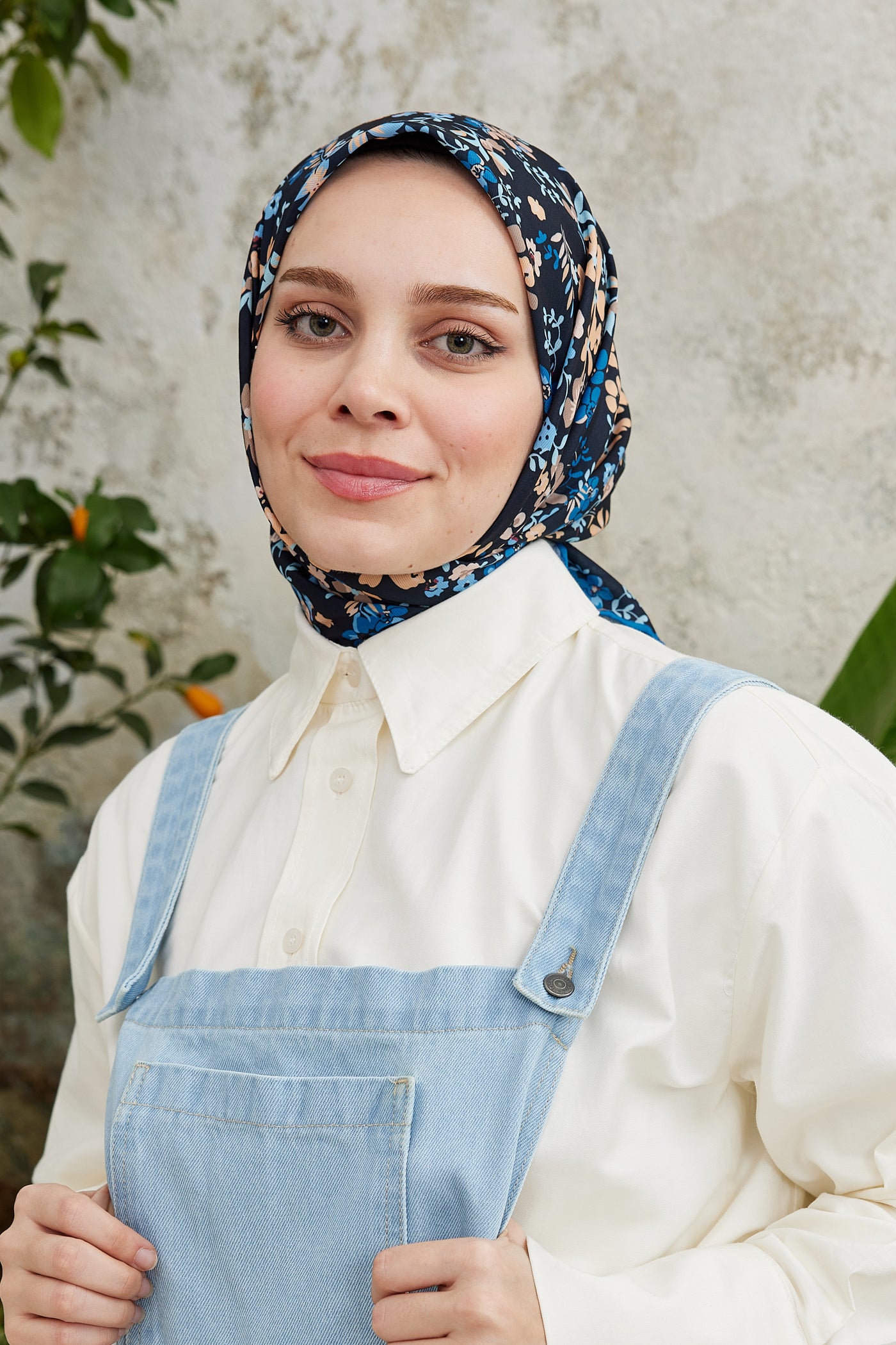 Tesettür Giyim - Pro Line Rosaline Desen Eşarp - Siyah - Saks - Emproyal