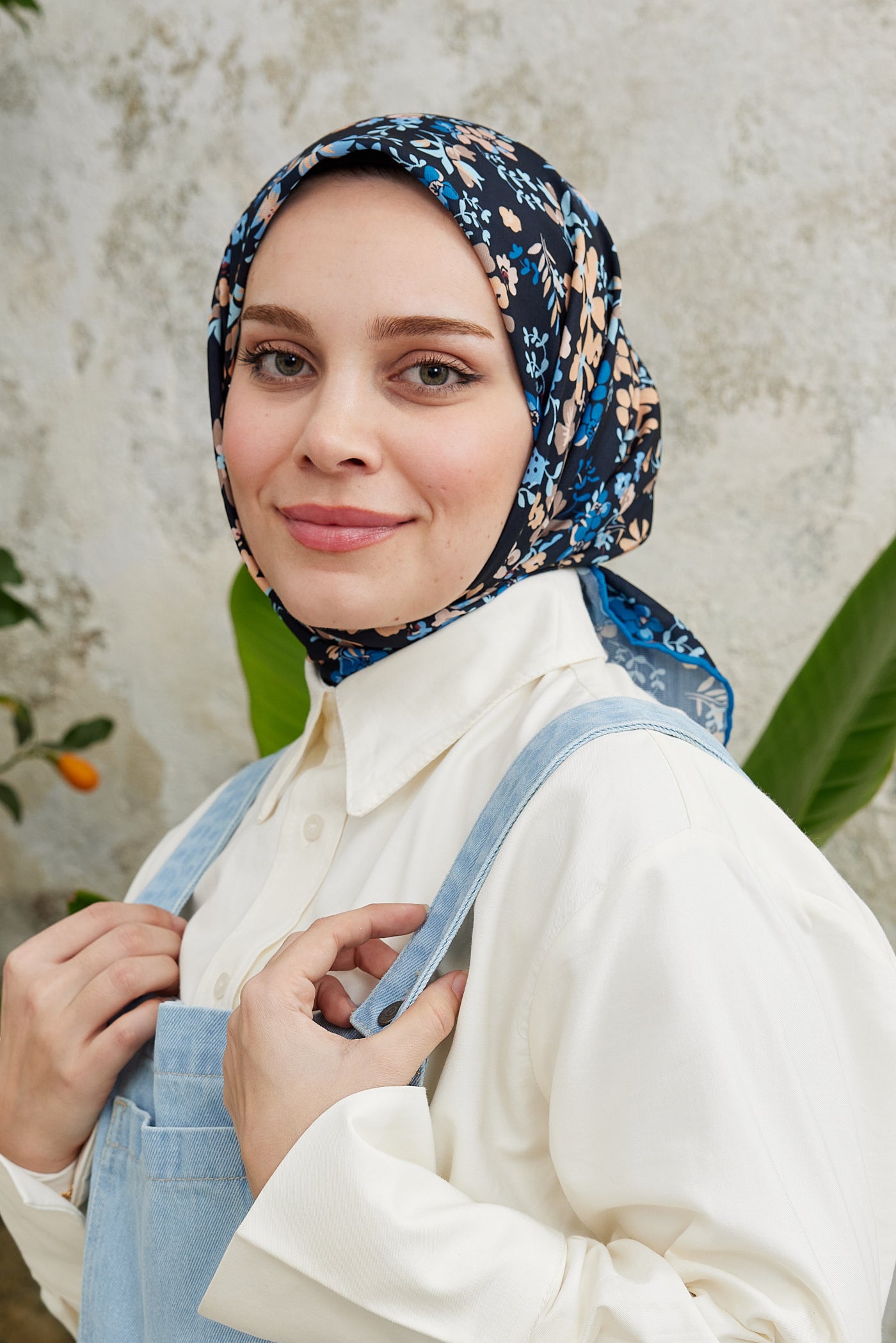 Tesettür Giyim - Pro Line Rosaline Desen Eşarp - Siyah - Saks - Emproyal