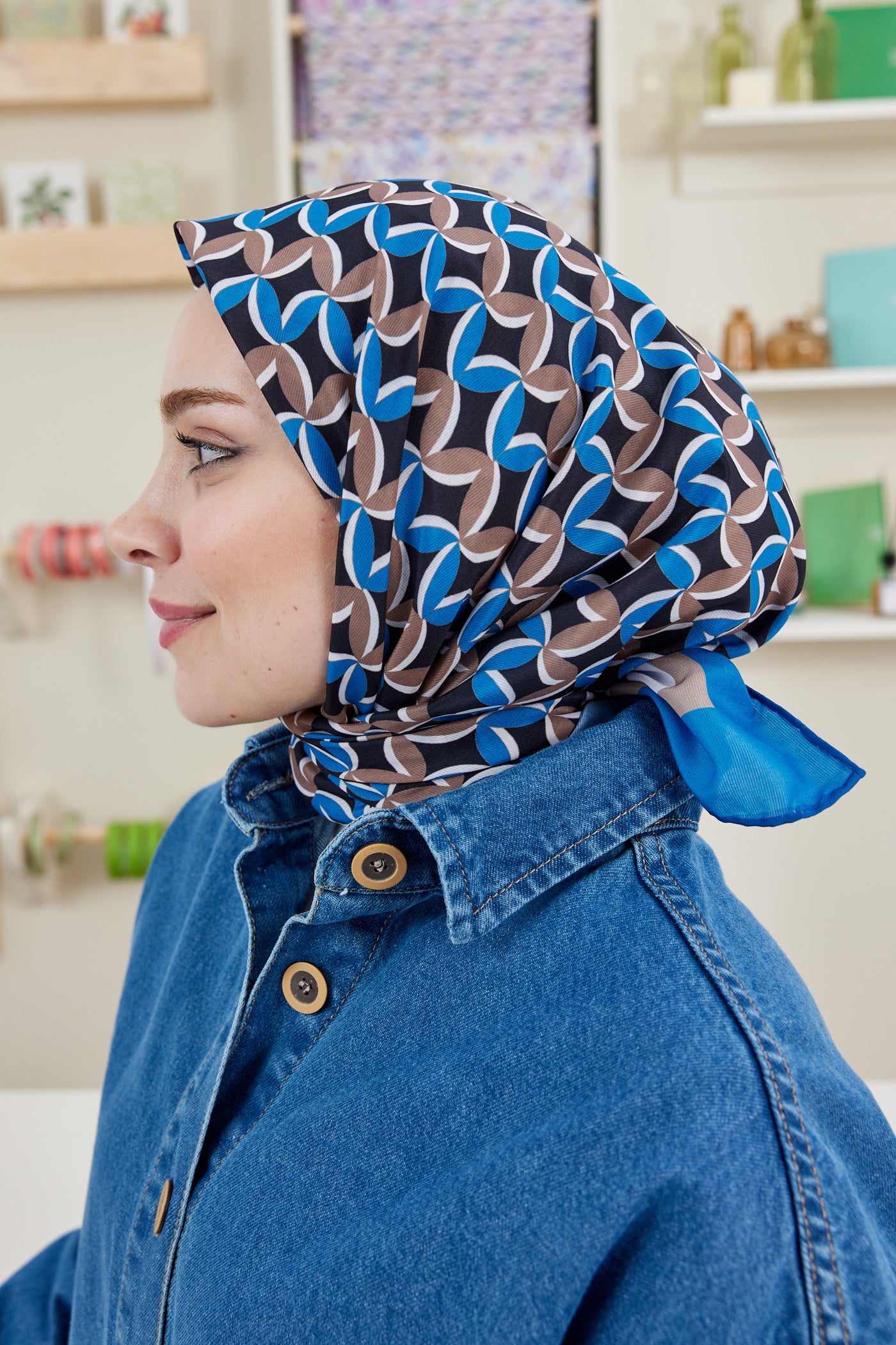 Tesettür Giyim - Pro Line Misha Desen Eşarp - Sütlü Kahve - Emproyal