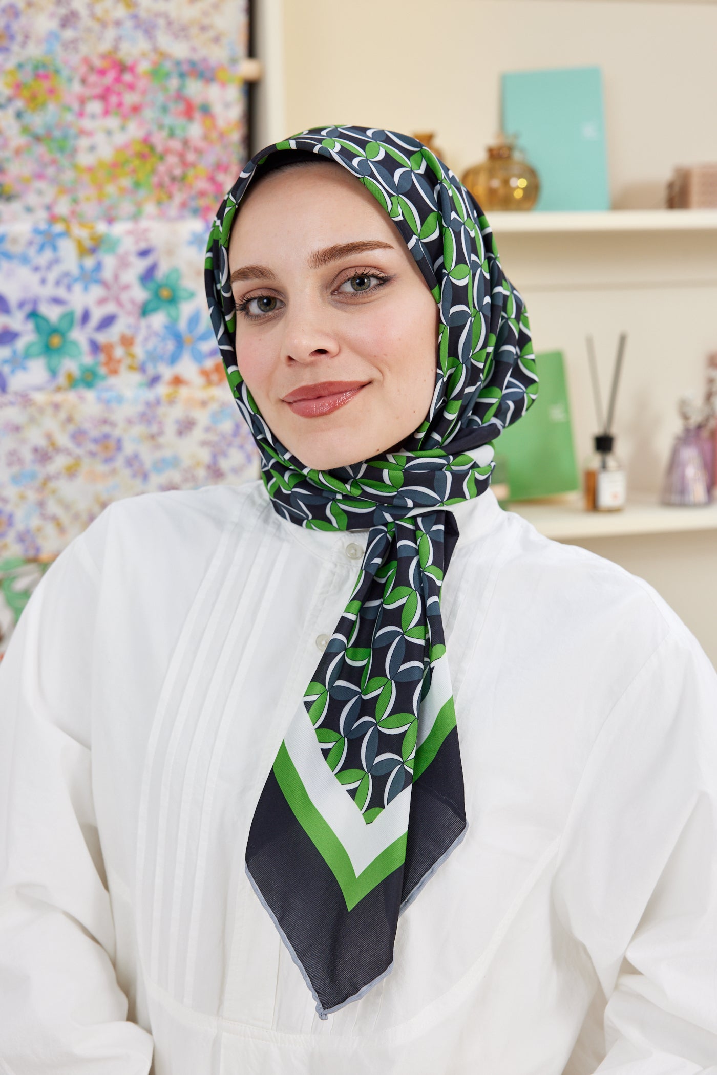 Tesettür Giyim - Pro Line Misha Desen Eşarp - Gri - Emproyal