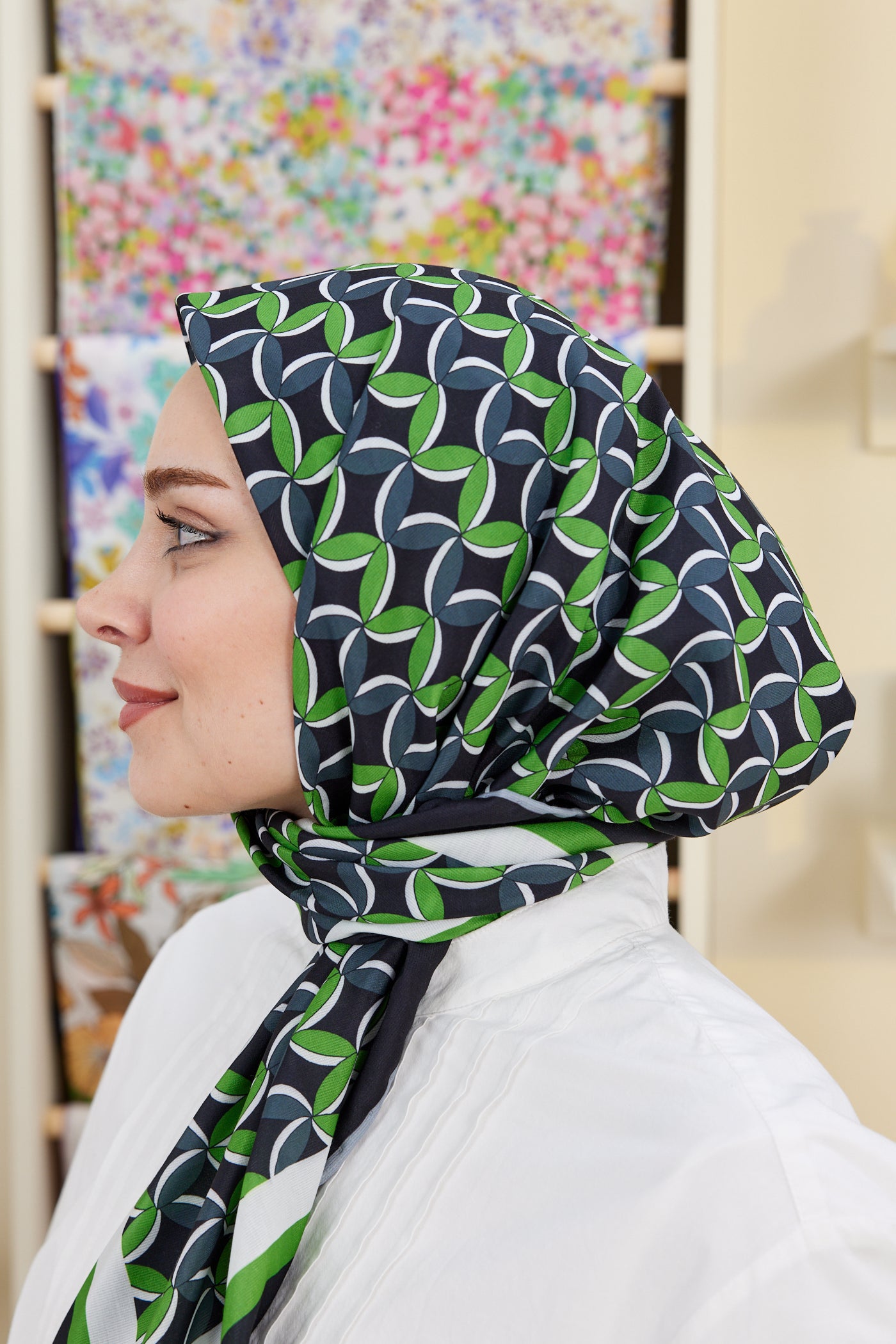 Tesettür Giyim - Pro Line Misha Desen Eşarp - Gri - Emproyal