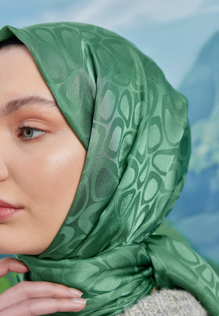 Tesettür Giyim - Jakar Janjan Taş Desen Şal - Küf - Emproyal