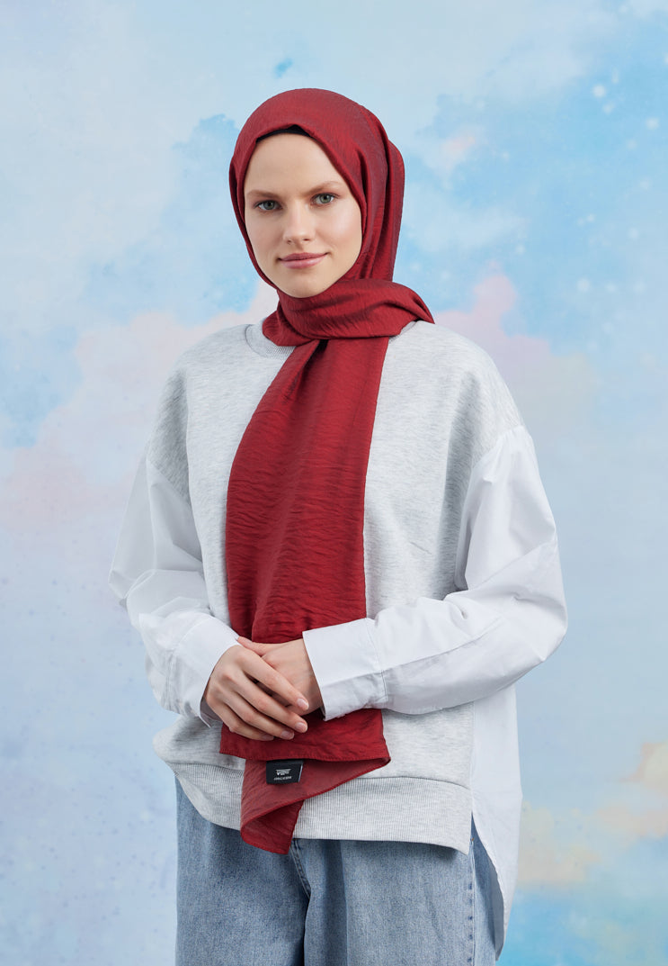 Tesettür Giyim - Carla Şal - Kırmızı - Emproyal