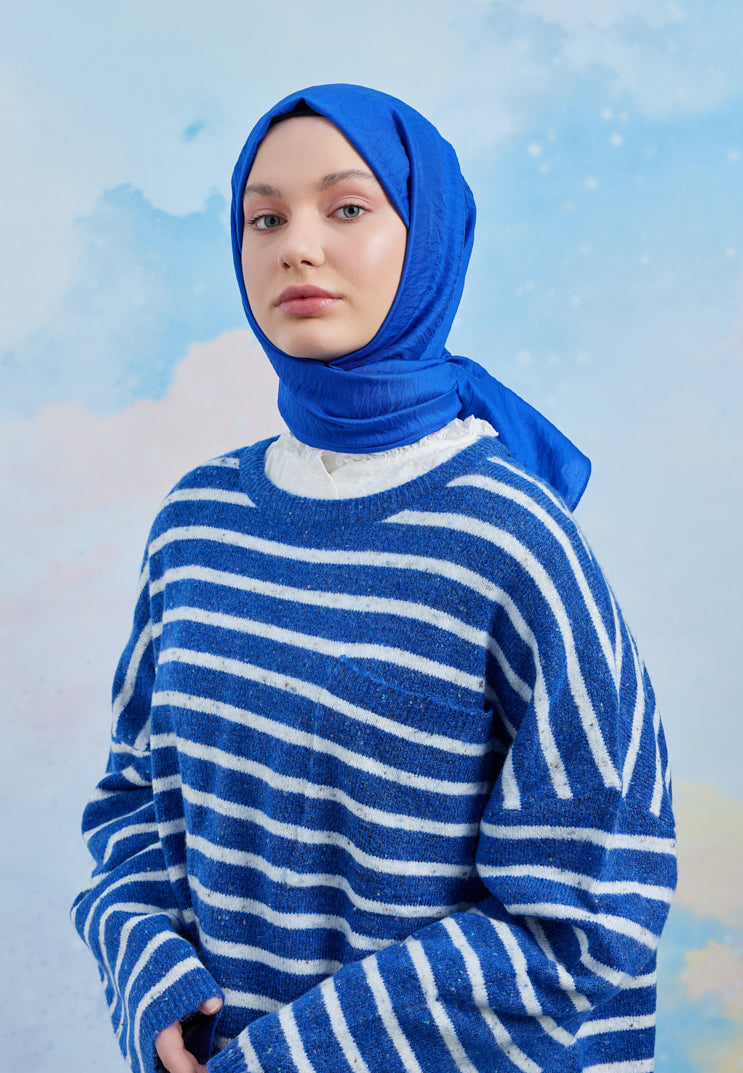 Tesettür Giyim - Carla Şal - Saks Mavi - Emproyal