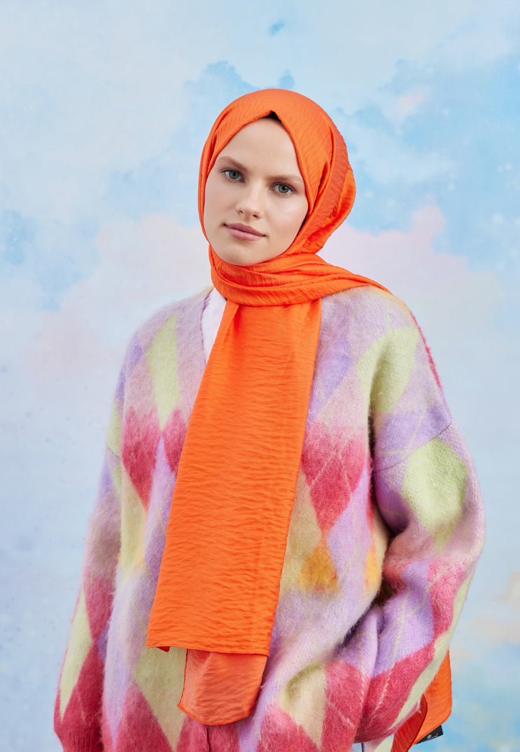 Tesettür Giyim - Carla Şal - Turuncu - Emproyal