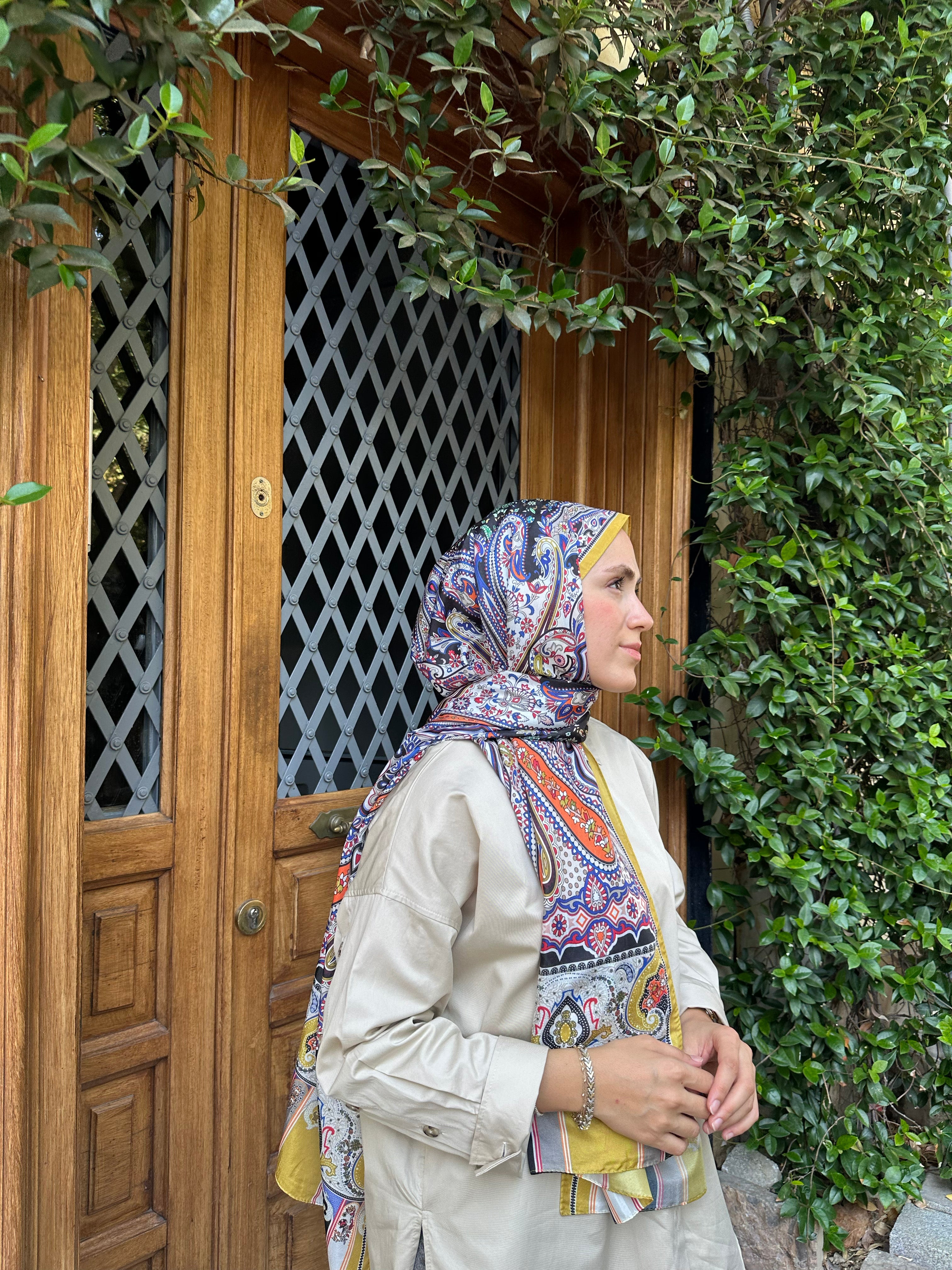 Pro Line Etro Desen Şal - Hardal - Emproyal